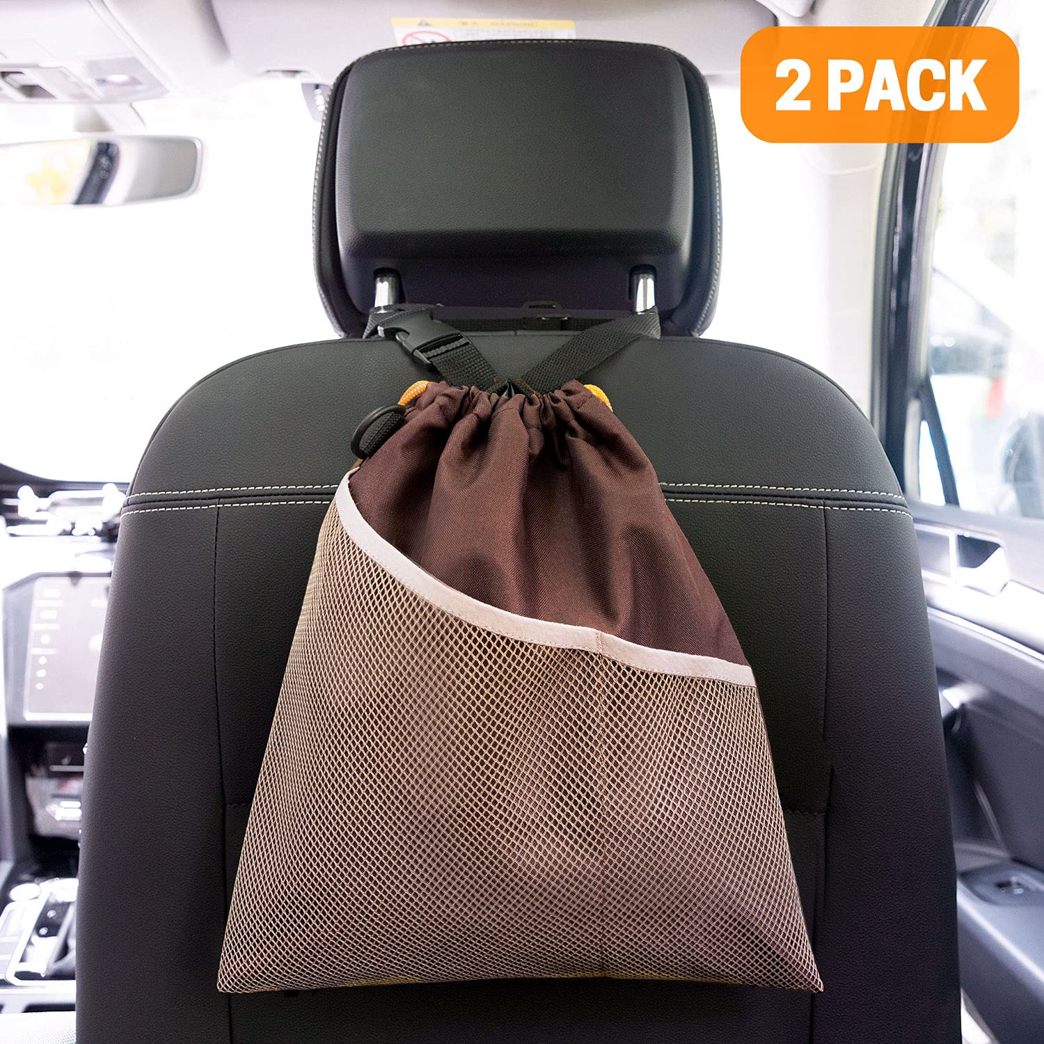 Gnegni 2Pcs Car Garbage Can, Hanging Car Trash Bag With Waterproof Leakproof Lining