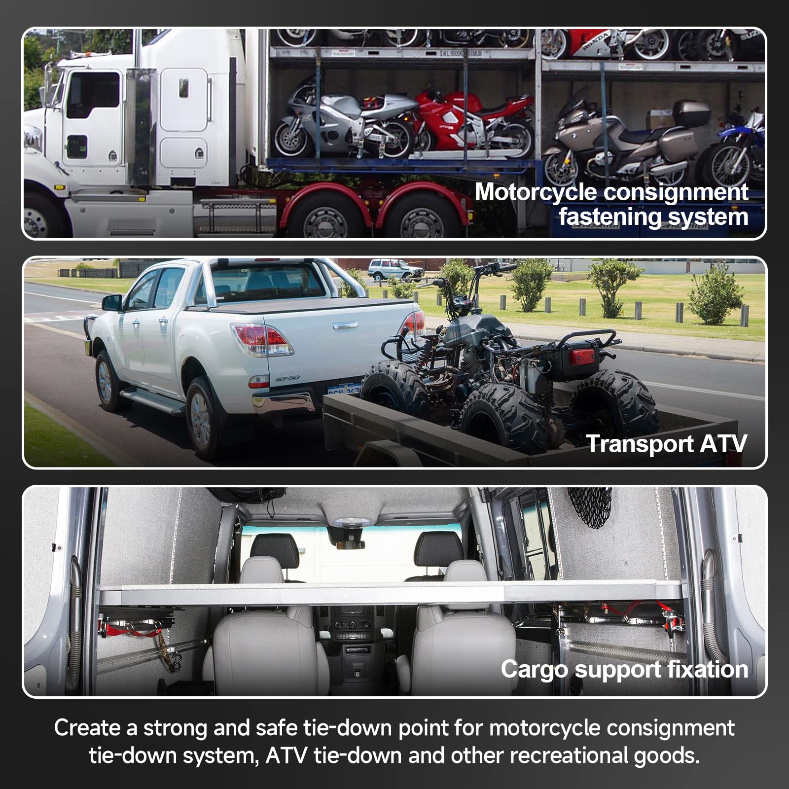 8 Pcs L-Track Double Lug Threaded Stud Nut Fitting Tie Down| Used With L Track Rail For Truck Bed,Trailer Cargo Control,Pickup,Rv,Atv,Bearing 6000 Lbs Heavy Duty Steel