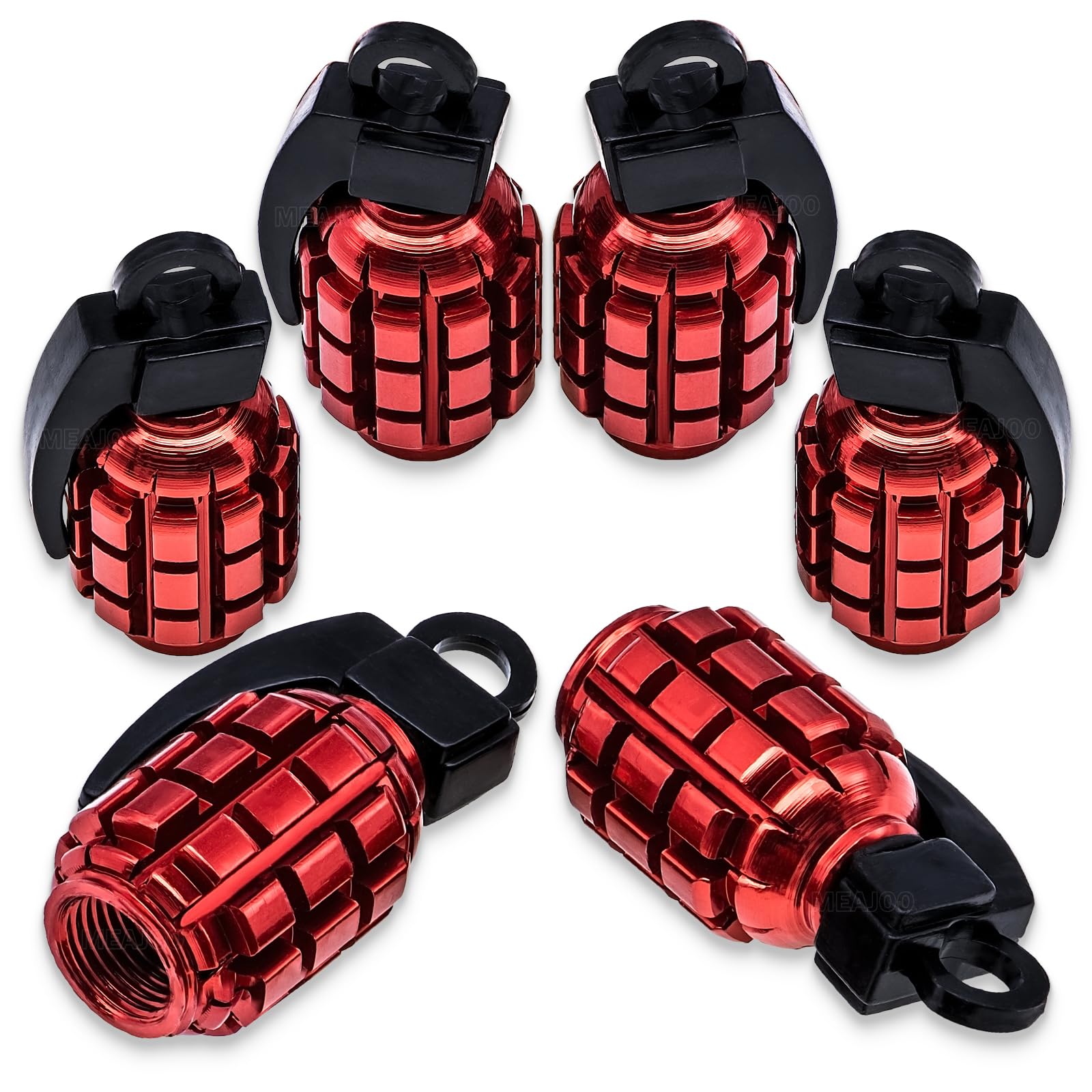 Meajoo 6Pcs Tire Valve Stem Caps, Stainless Steel Tire Valve Caps Wheel Valve Caps For Cars, Trucks, Suv, Motorcycles, Bicycles 