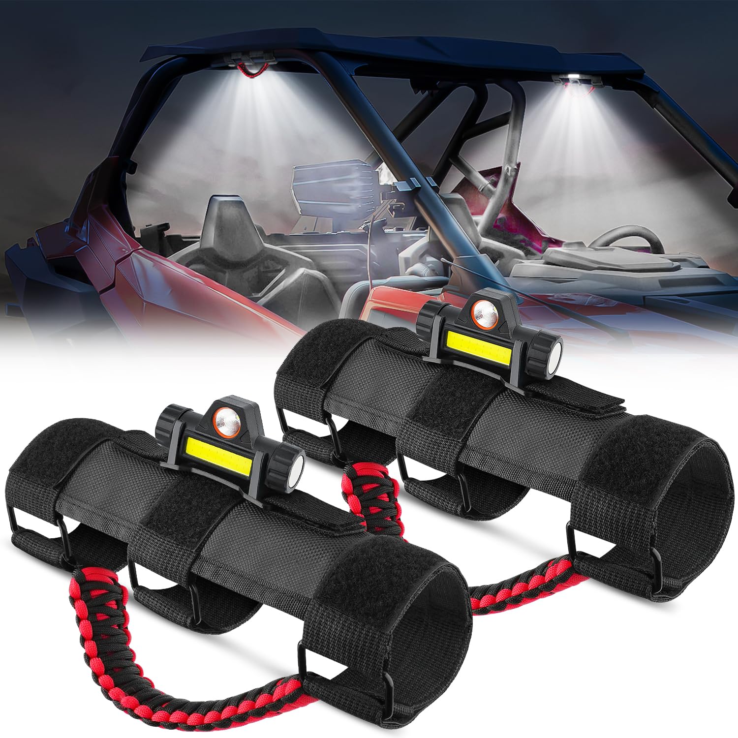 Nilight UTV Dome Light w/Grab Handle Universal 1.75   -2.0    Roll Bar Mount LED Interior Lights Spot Flood Combo Beam for ATV C