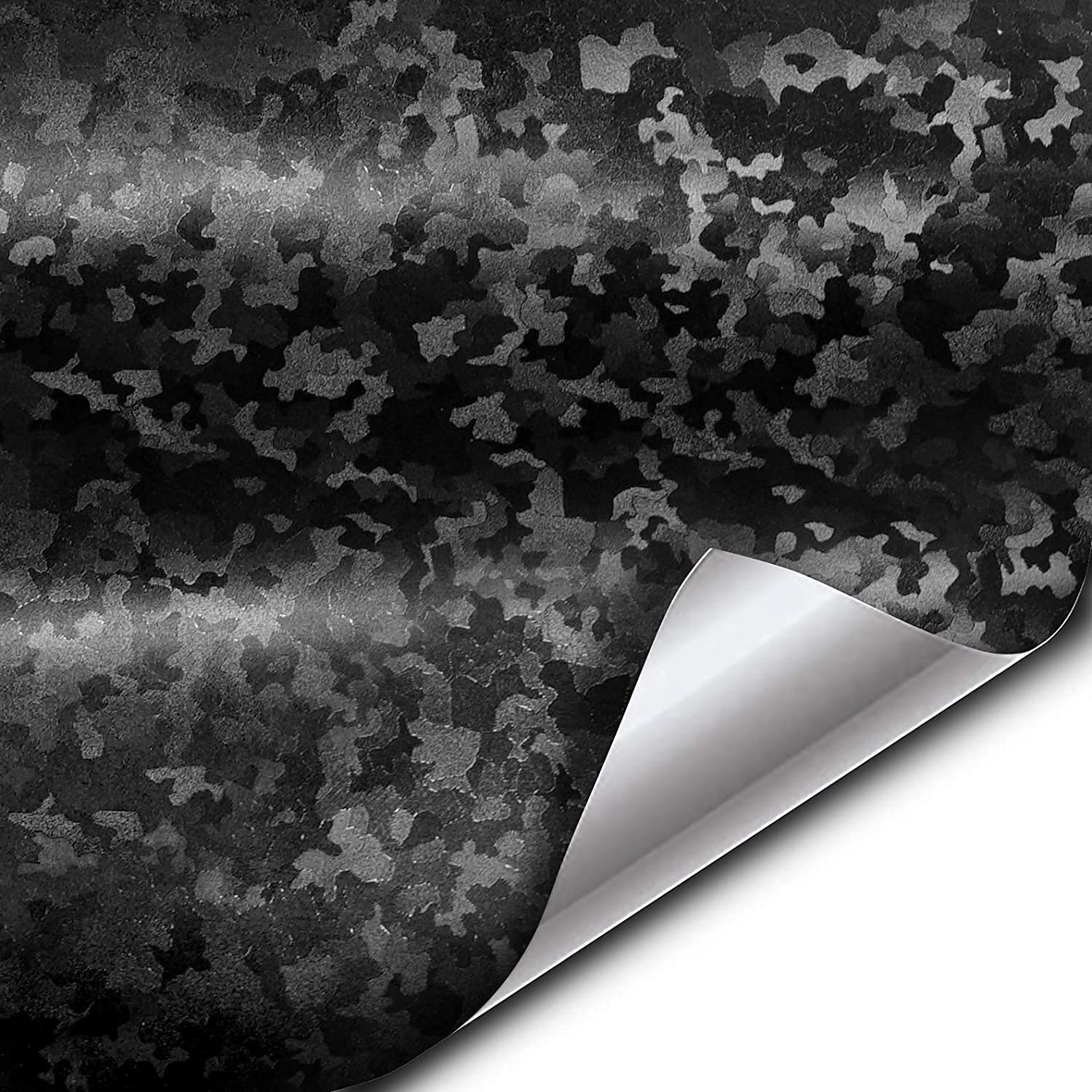 Vvivid+ 2020 Edition Black Stealth Small Pattern Camouflage Vinyl Wrap Roll (4Ft X 5Ft)