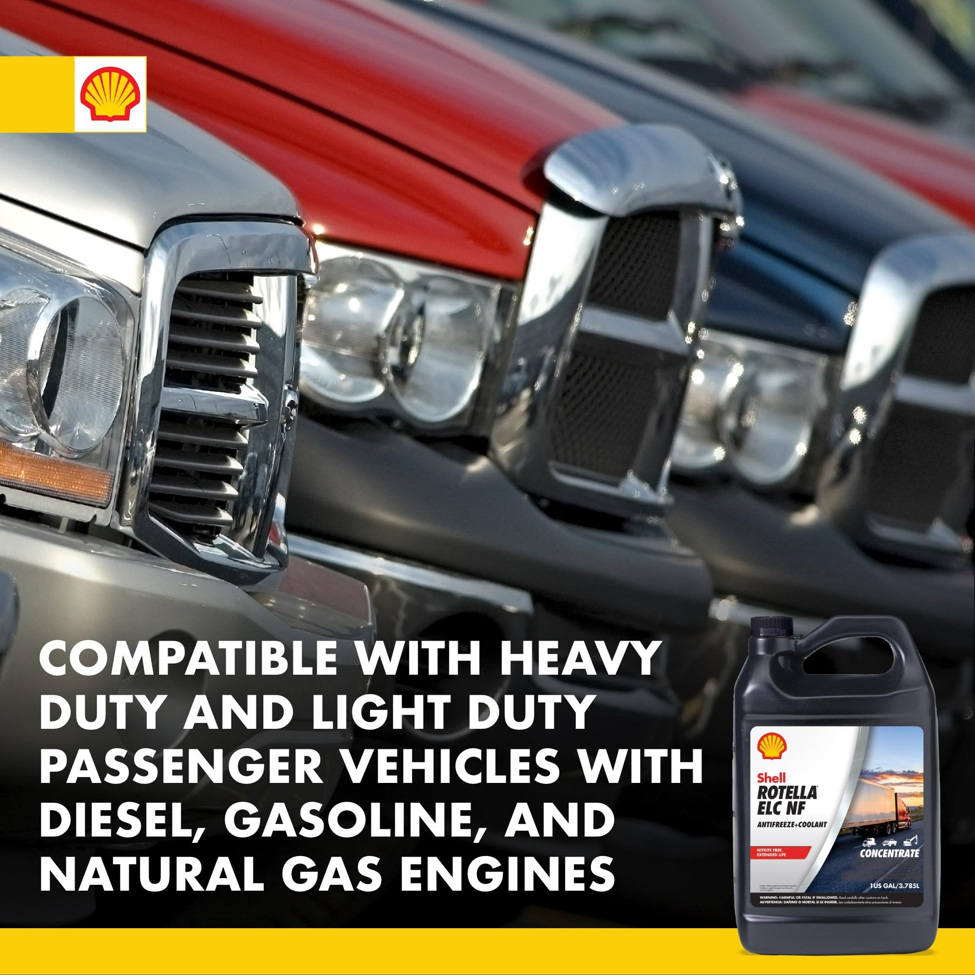 Shell Rotella Nitrite-Free Extended Life ELC Anti-Freeze + Coolant, Concentrate, 1 Gallon