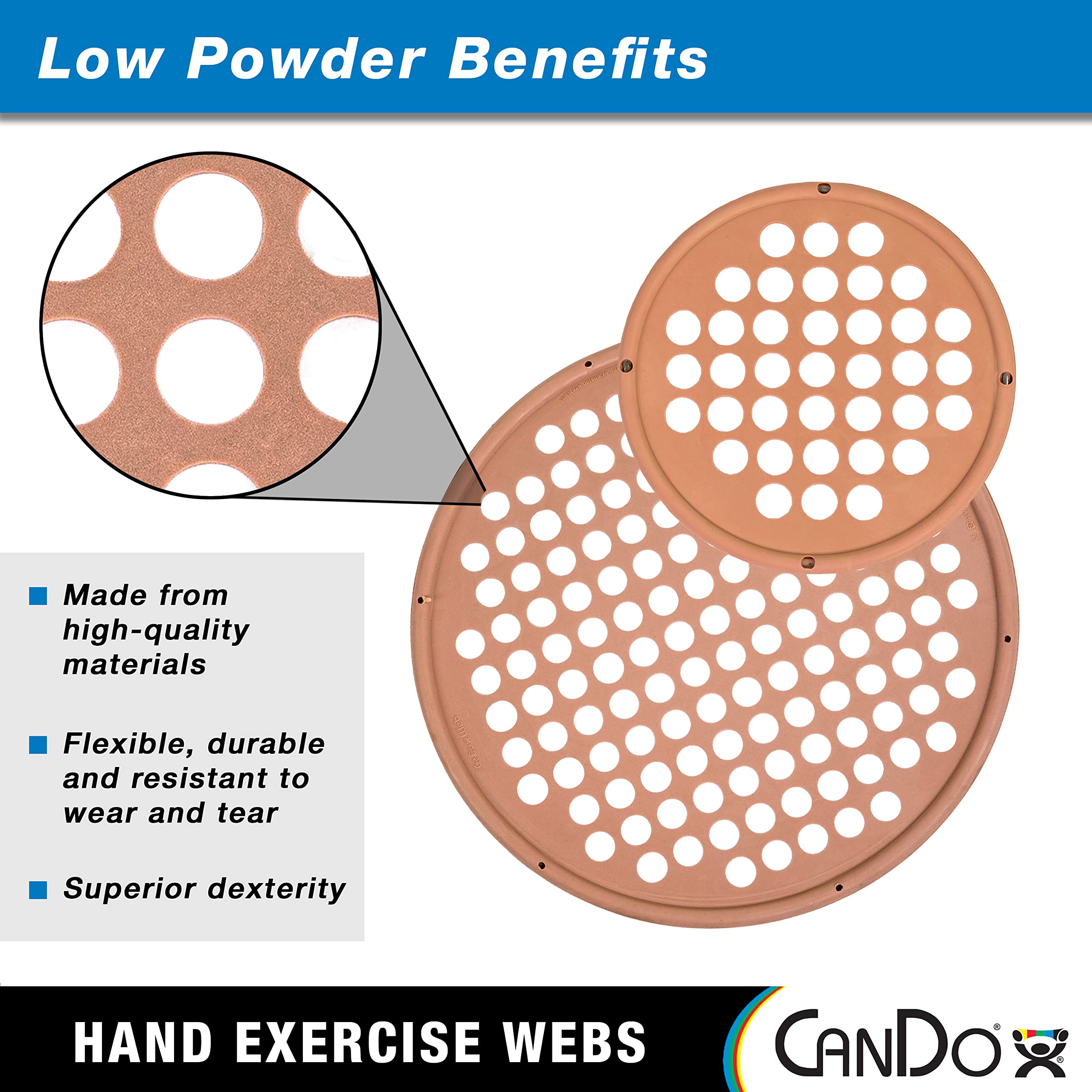 Cando Hand Exercise Webs For Physical Therapy, Grip Strengthening, And Hand, Finger, Wrist Resistance Workouts, Portable Size, L