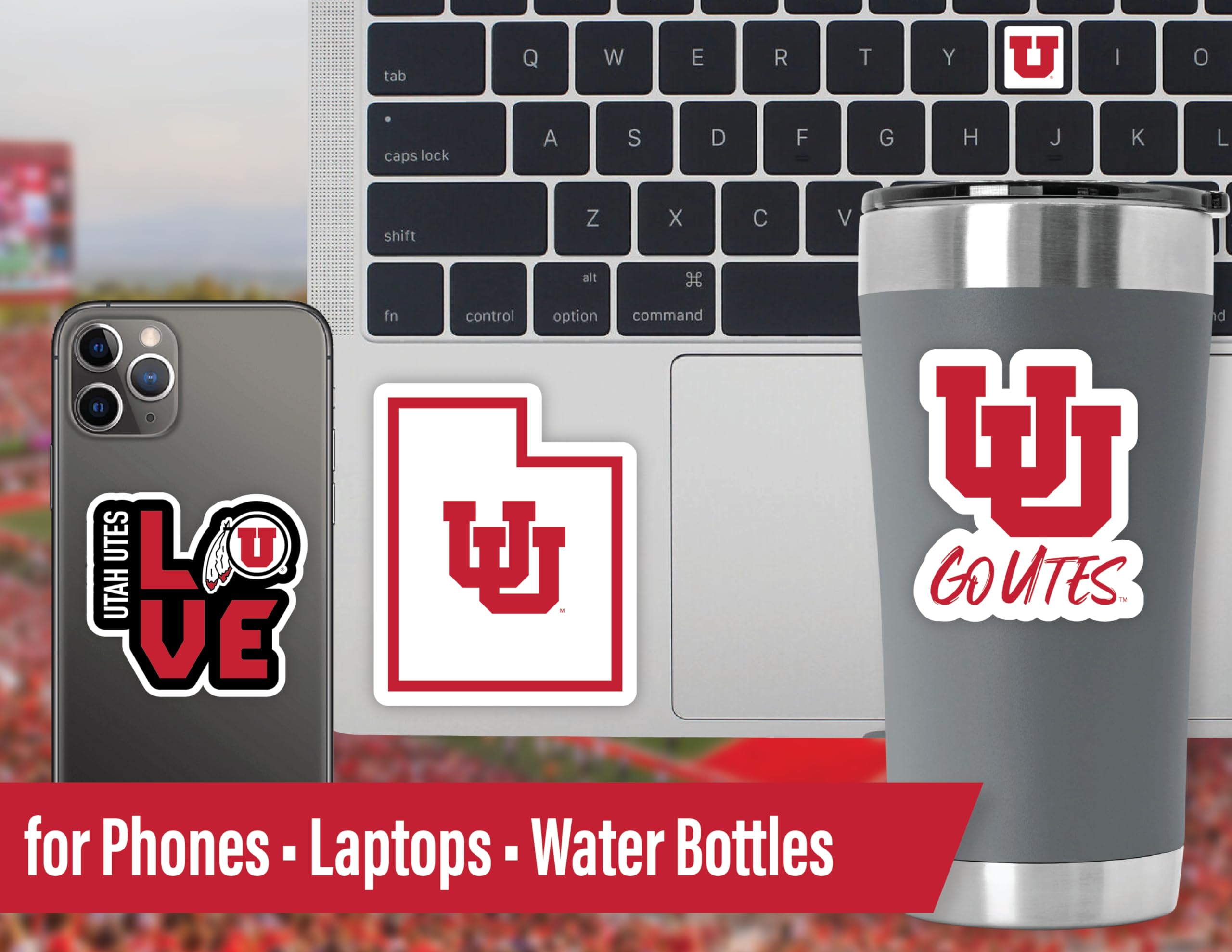 University Of Utah Stickers (14 Stickers) 2 Large 5'' For Car Windows 10 Medium 2.5'' For Water Bottles Laptops Phones 2 Mini Ke