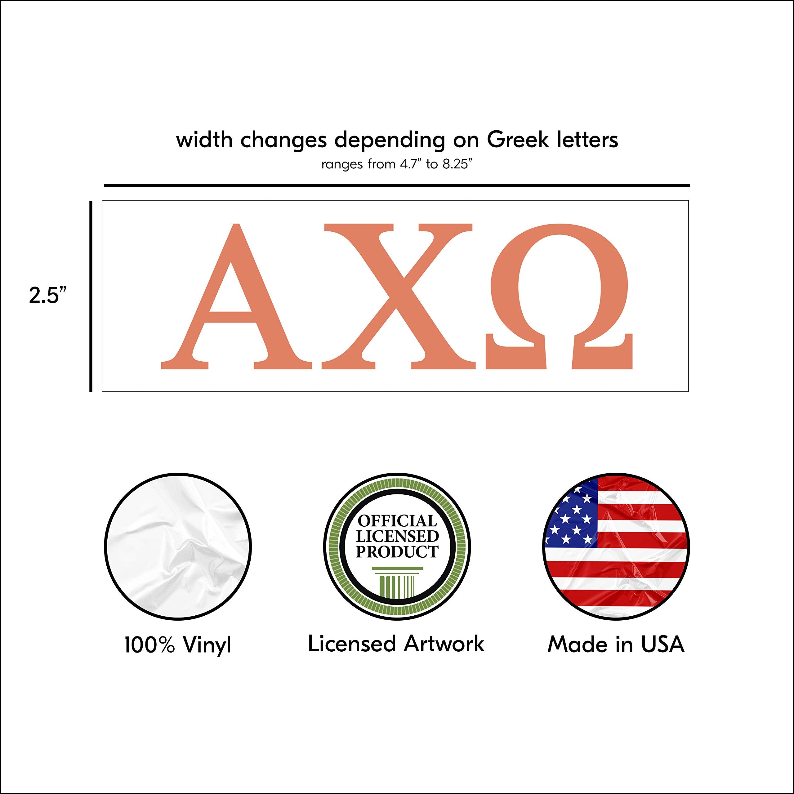 Pro-Graphx Alpha Chi Omega Greek Sorority Sticker Decal, 2.5 Inches Tall, Coral