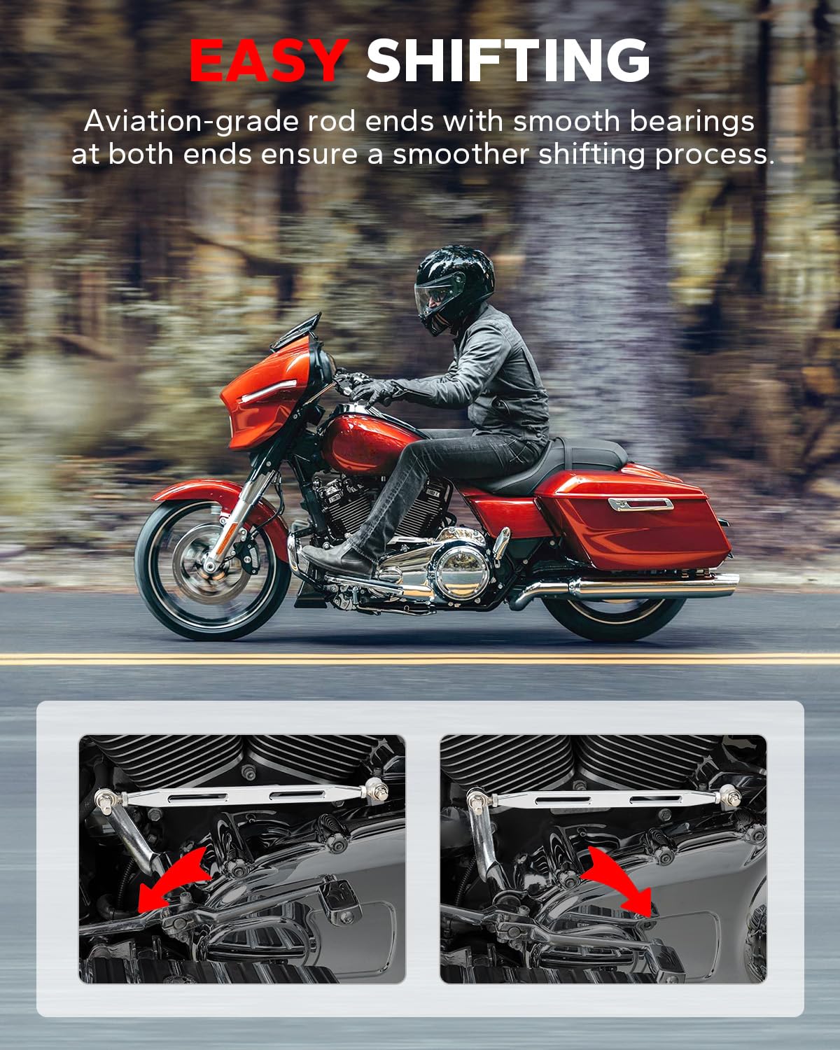 Amazicha Chrome Shift Linkage Gear Shifter Compatible for Harley Softail Dyna Street Glide Touring Road King 1980-2024