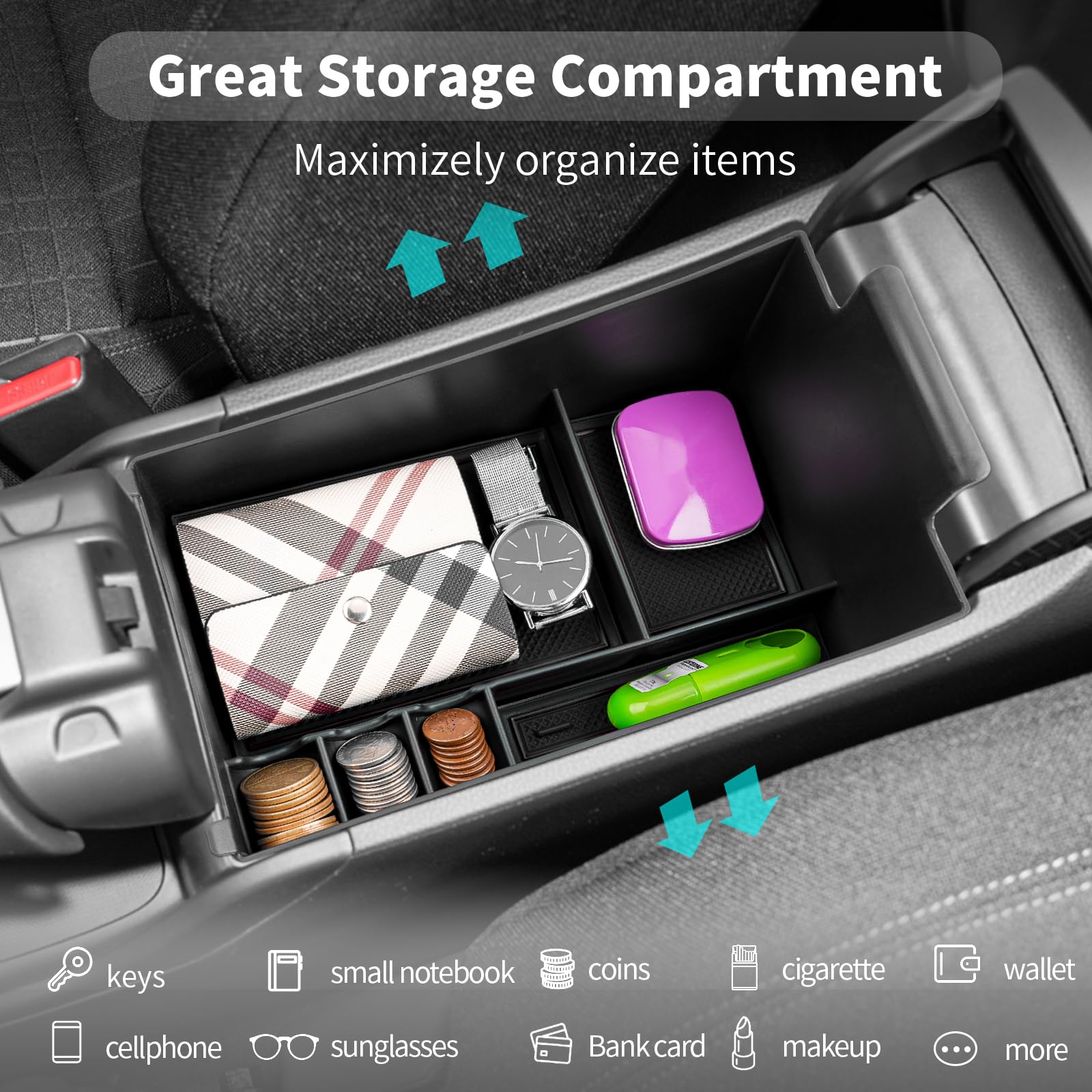 Cdefg 2023 Hrv Center Console Organizer Tray For 2023 2024 Hr-V Armrest Tray Storage Box Secondary Insert Tray Coin Container 20