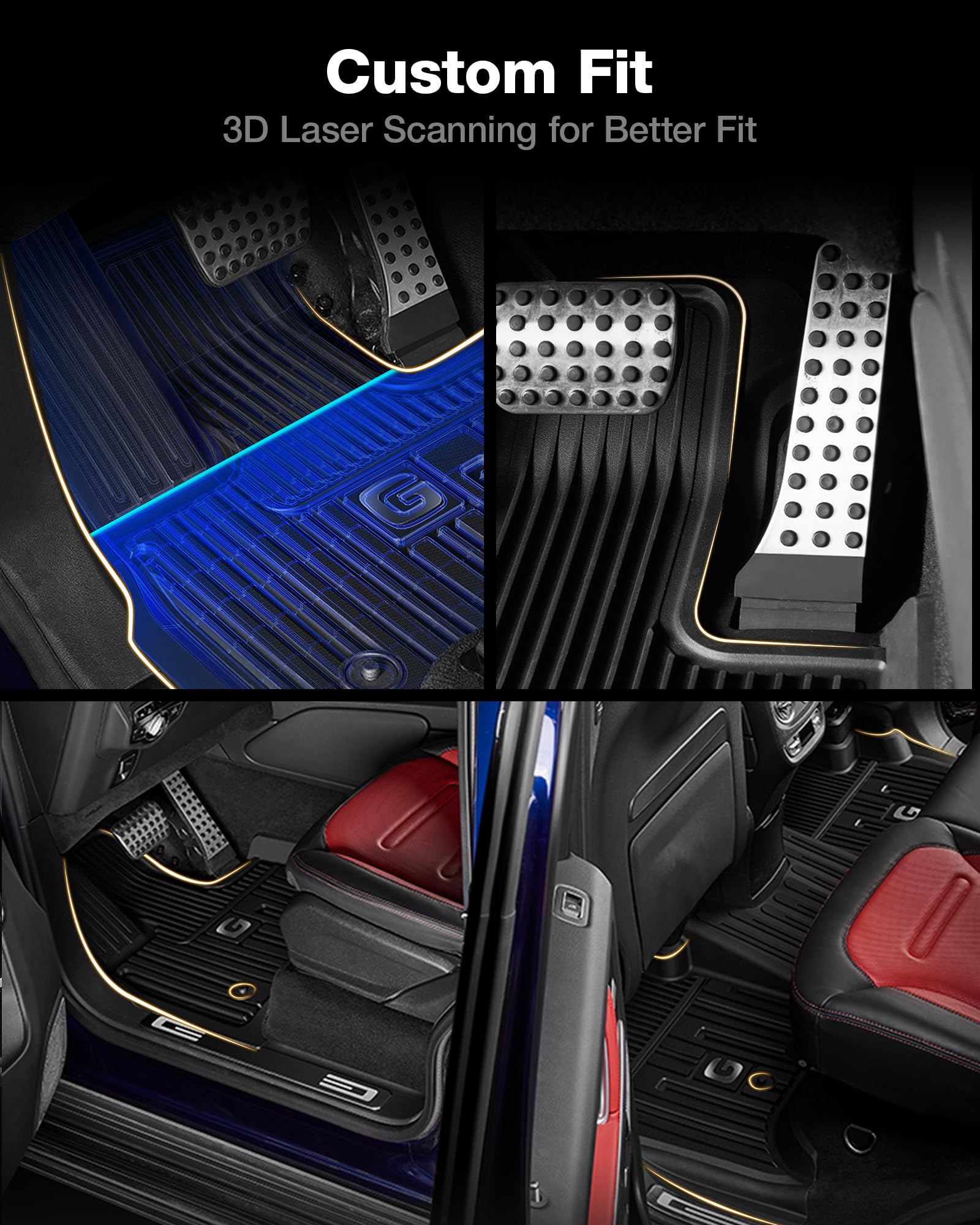 3W Floor Mats Fit For 2019-2024 2025 Mercedes-Benz G Class/G500/G550/Amg G63 Suv Tpe All Weather Custom Fit Floor Liner For Benz