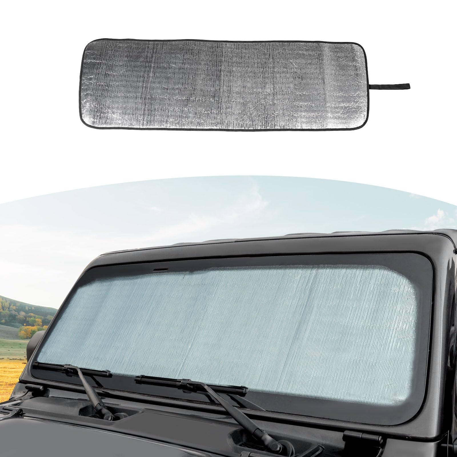 RT-TCZ for Wrangler JL Windshield Sun Shade Front Sun Visor Mat for Jeep Wrangler JL JLU 2018-2024 for Jeep Gladiator JT 2020-2024