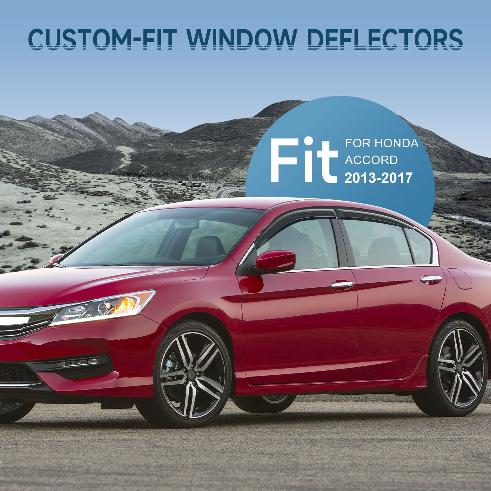 Aclong Smoke Rain Guards Fit For Honda Accord 2013-2017 Tape-On Side Shatterproof Window Visor, Window Deflectors, Vent Deflecto