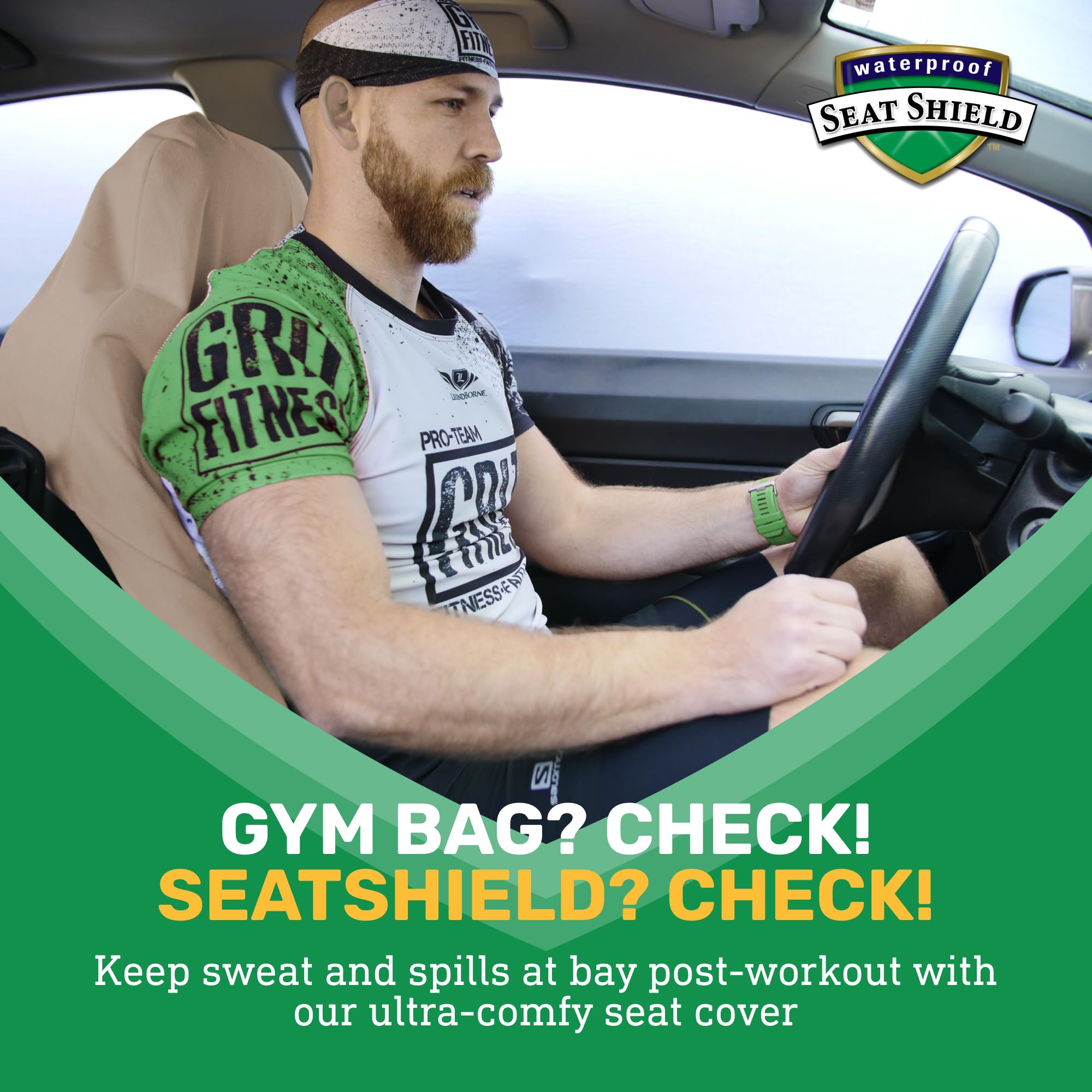 Waterproof Seatshield Ultrasport Tan Front Seat Cover - Waterproof Car Seat Protector, Universal Fit, Washable, Soft Microfiber,