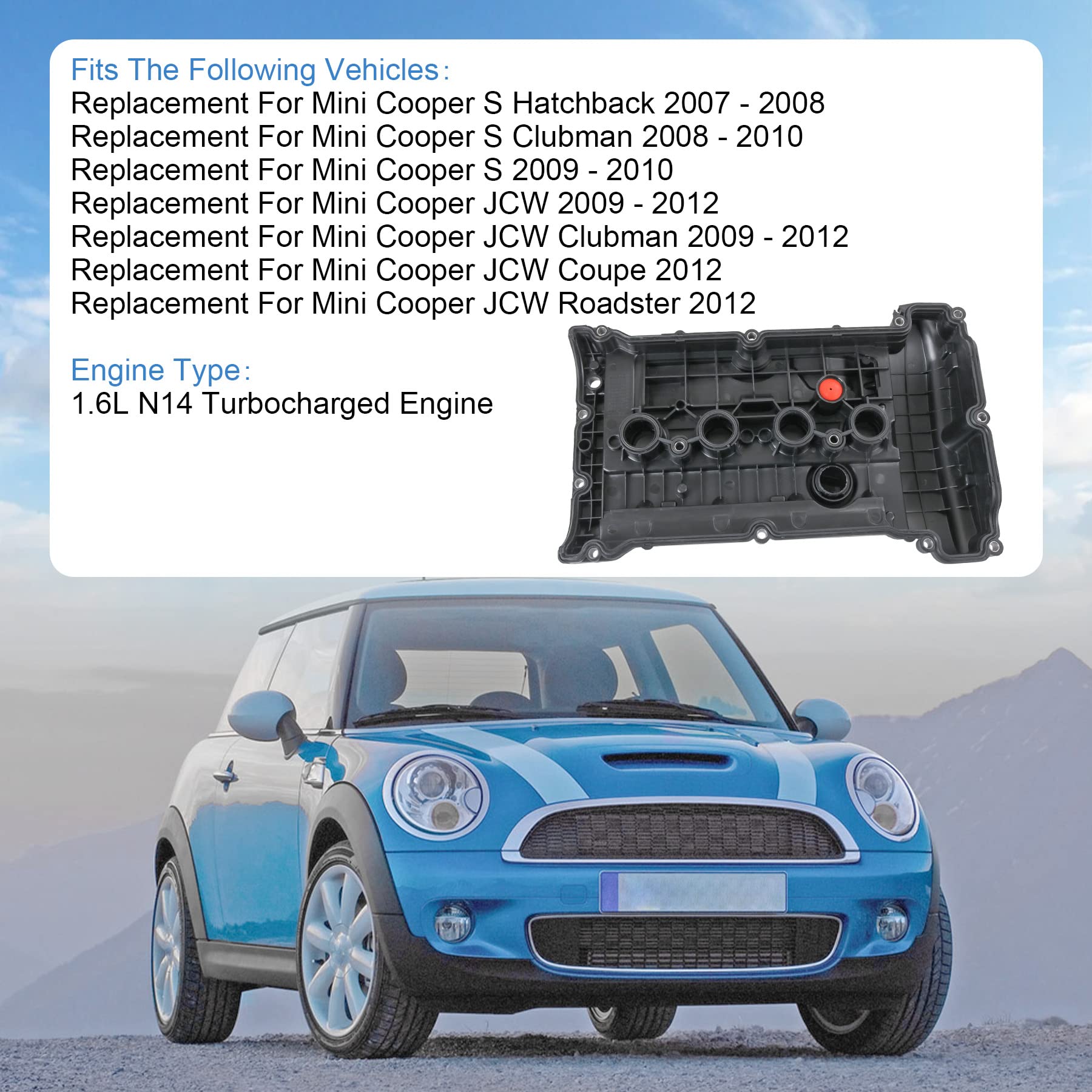 Jdmspeed New Engine Valve Cover Gasket Set Replacement For Mini Cooper S Jcw R58 R59 R55 R56 R57 1.6L N14 Turbocharged Engine Re