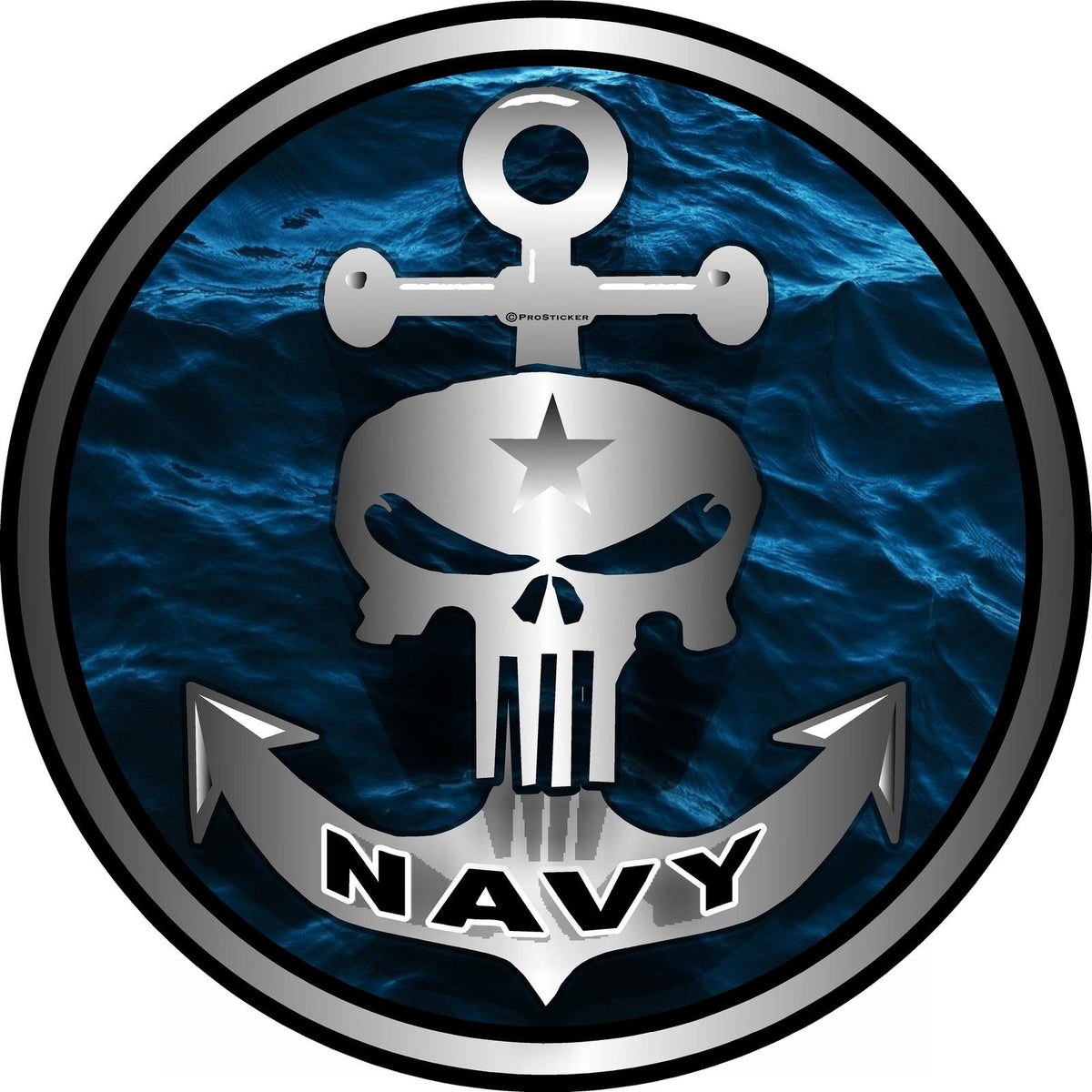 ProSticker 1064V (One) Patriot Series Navy Military Anchor Decal Sticker (4')
