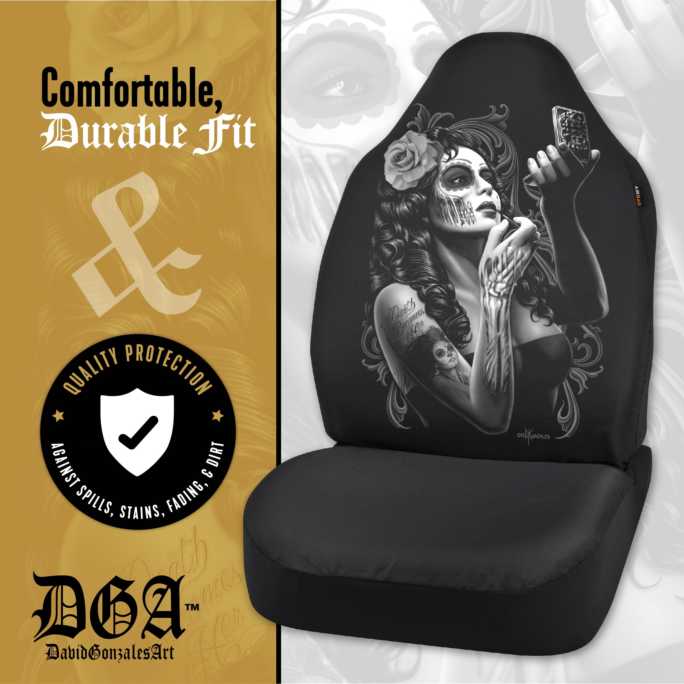 Bell Automotive 22-1-70274-9 David Gonzales Universal Bucket Seat Cover, Skin Deep Design