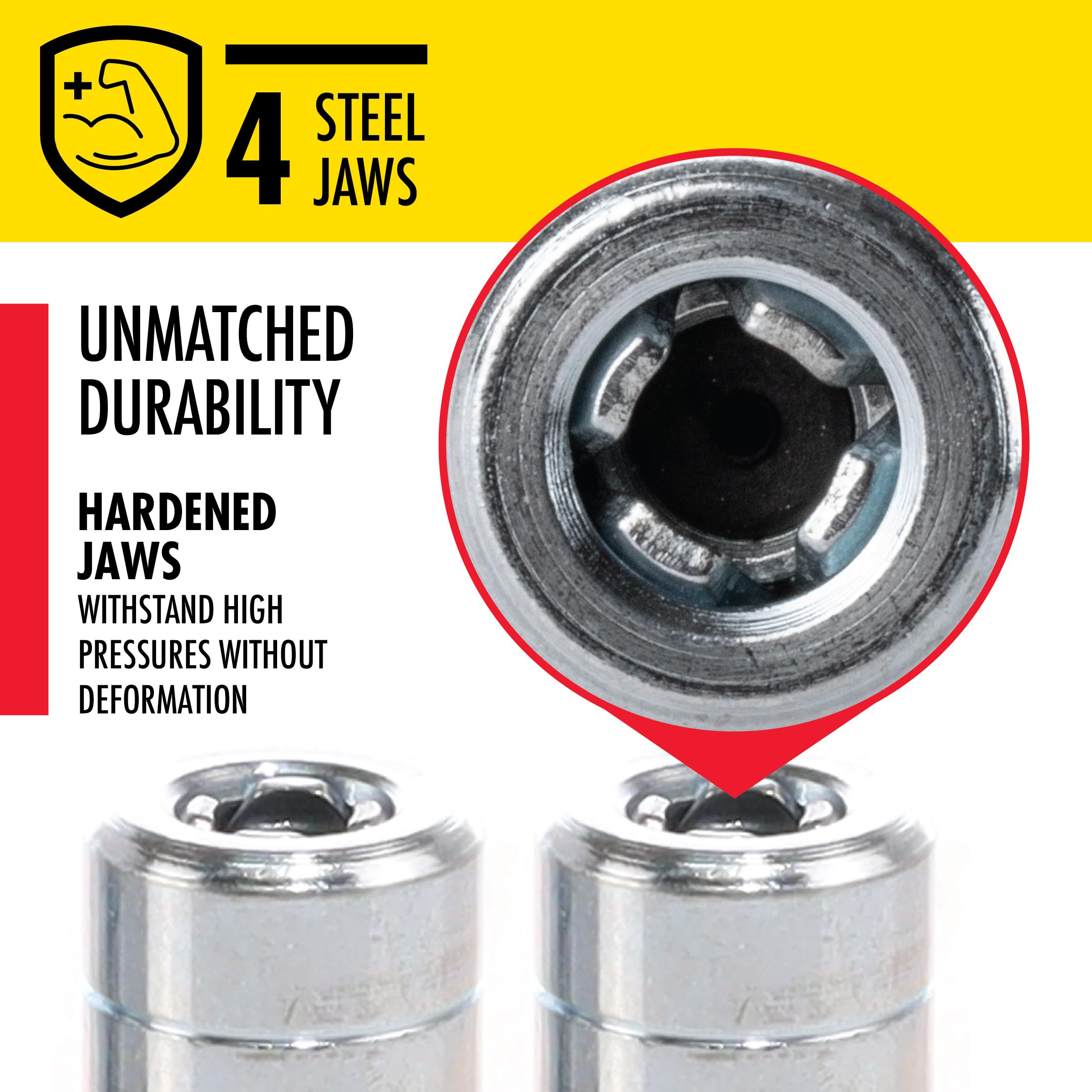 Lumax Lx-1400-2 Silver 1/8'' Npt Standard Grease Coupler (Pack Of 2). Standard Grease Coupler. Fits All 1/8'' Npt Threads. 4500