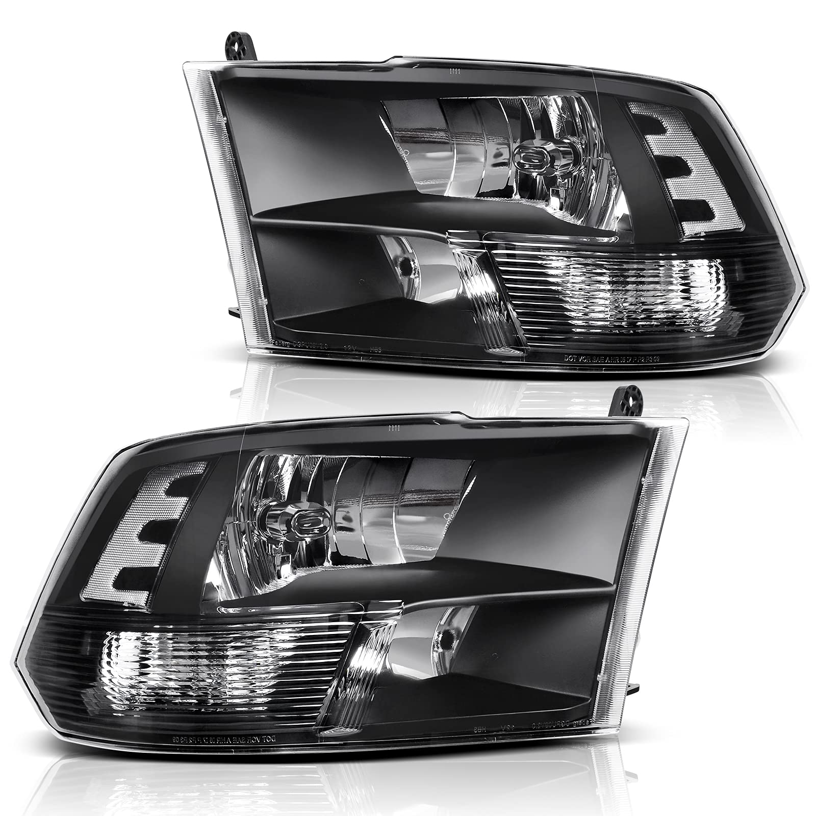 Dwvo Headlight Assembly Compatible With 2009-2018 Dodge Ram 1500 2500 3500/2019-2022 Ram 1500 Classic Pickup Headlamp Replacemen