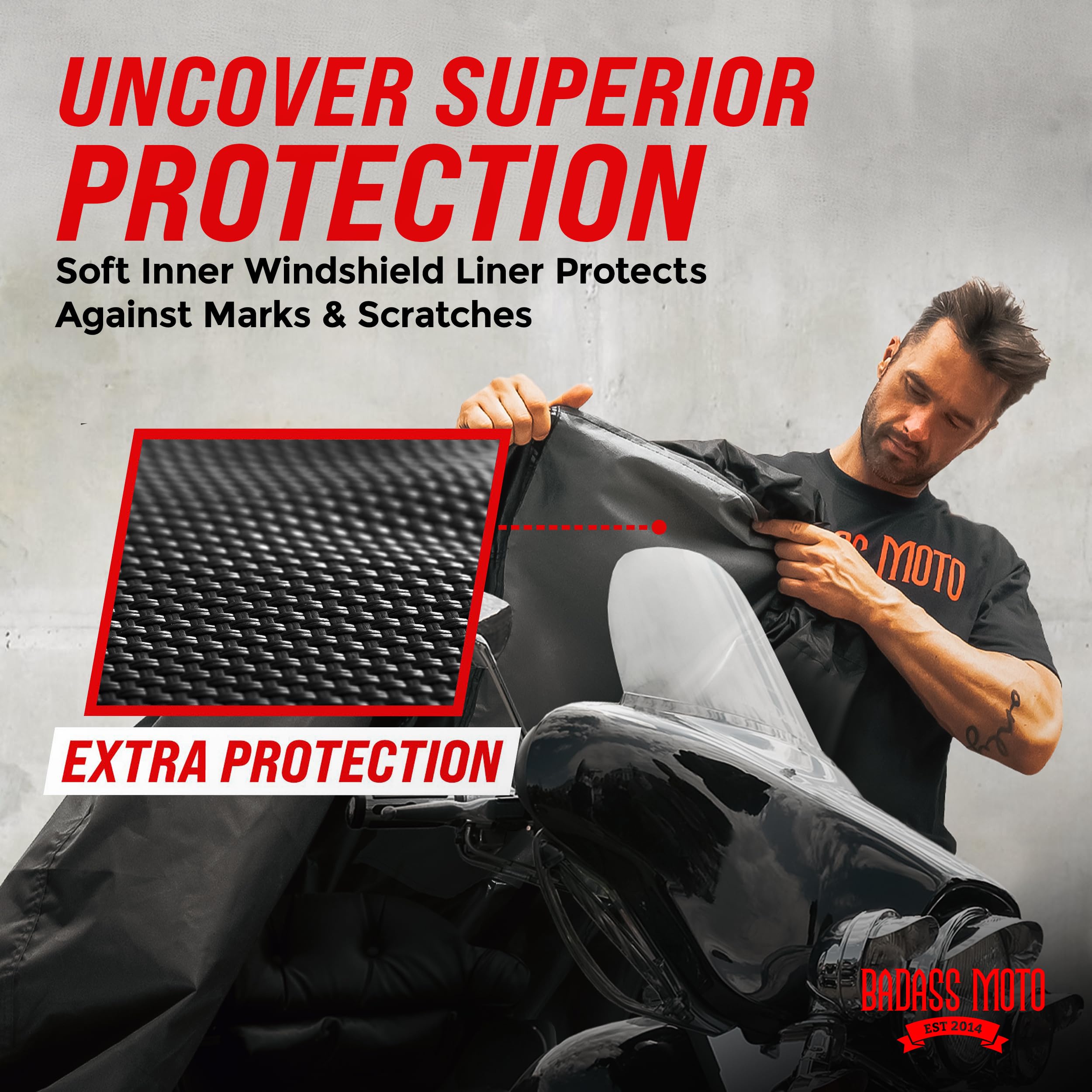 Badass Moto - Extra Large Motorcycle Cover Waterproof Outdoor, Heavy Duty Motorcycle Cover, For Harley Davidson Motorcycle Cover