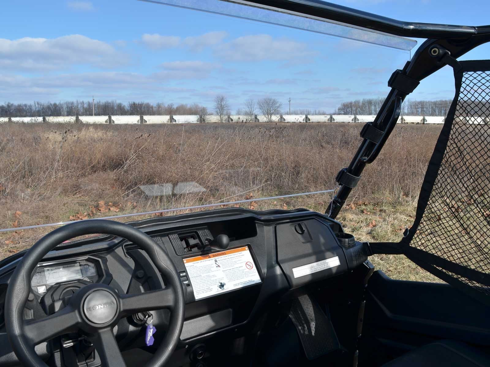 Superatv Heavy Duty Clear Scratch Resistant Full Windshield For 2016+ Honda Pioneer 1000 / 1000-5 | 1/4'' Thick Polycarbonate |