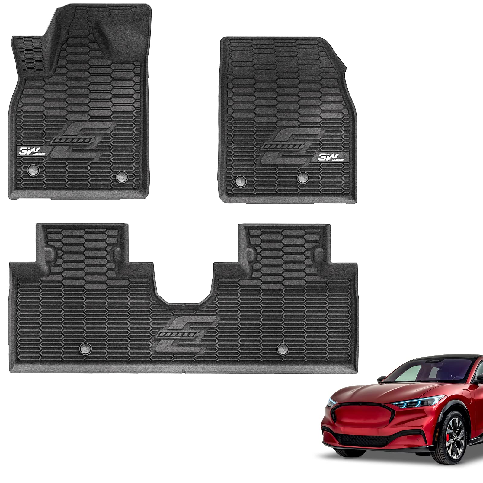 3W Ford Mustang Mach E Floor Mats Fit For 2021 2022 2023 2024 2025 Tpe All Weather Car Accessories Custom Fit Floor Liner 1St An