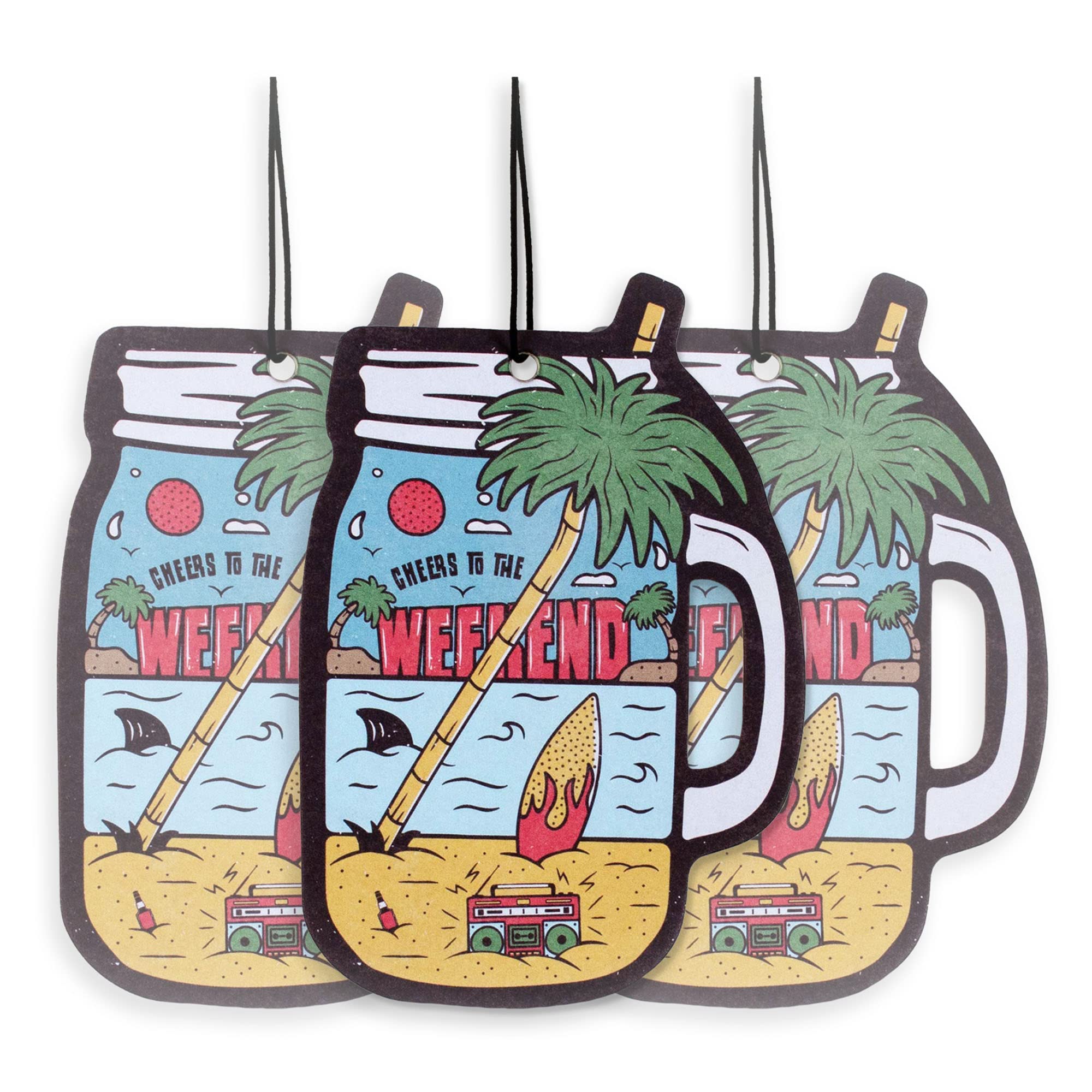 Fresh Fresheners Cute Funny Car Air Fresheners 4-Pack (Weekend Drink)