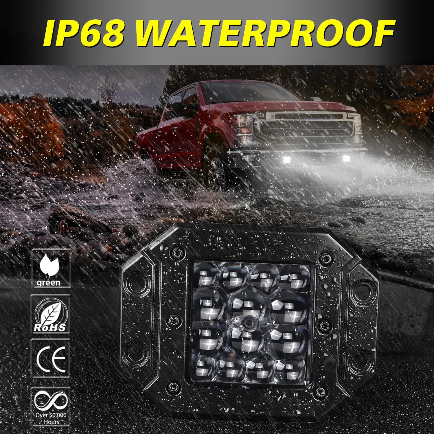 Flush Mount Led Pods, Akd Part 2Pcs 84W Flush Mount Led Driving Lights Spot Beam Backup Reverse Lights Off Road Fog Lights Bumpe