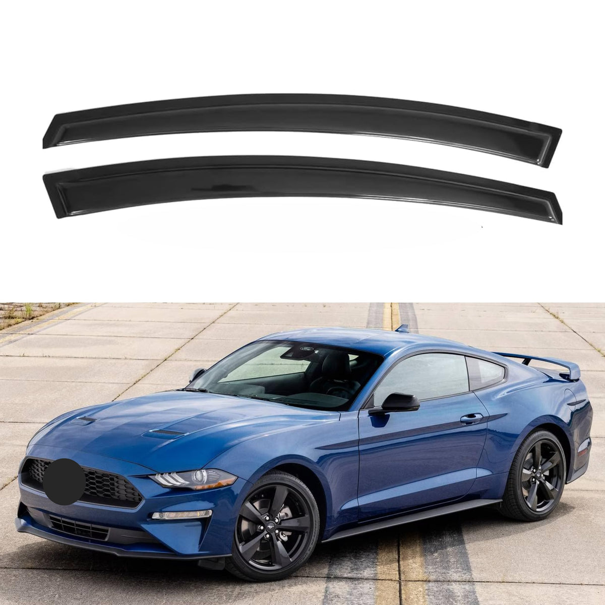 Ig Window Visor For Ford Mustang Coupe 2015-2023, Rain Guard Tape-On Extra Durable Sun Wind Side Vent Window Deflector, 2015 201