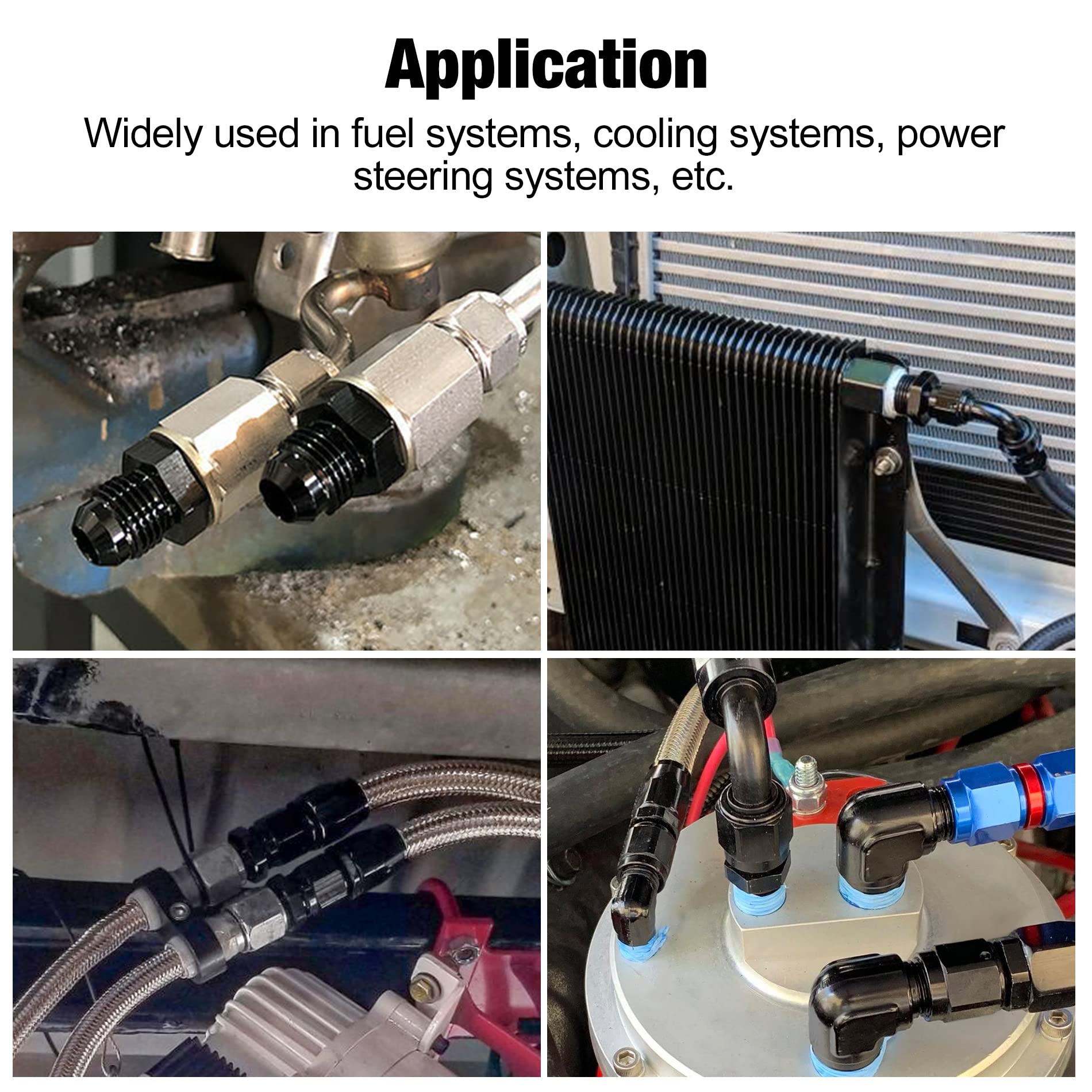 Evil Energy 3An Male Flare To 1/4'' Npt Pipe Fitting Adapter Aluminum Straight Black 2Pcs