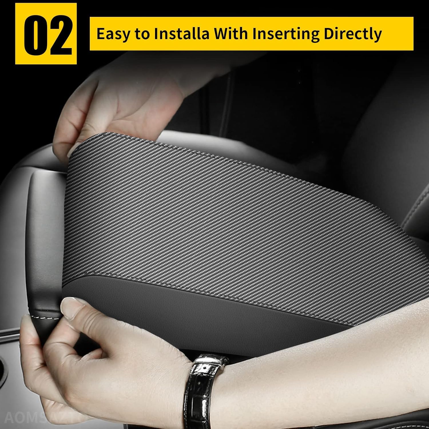 Aomsazto Armrest Covers For 2013-2018 Nissan Altima Carbon Fiber