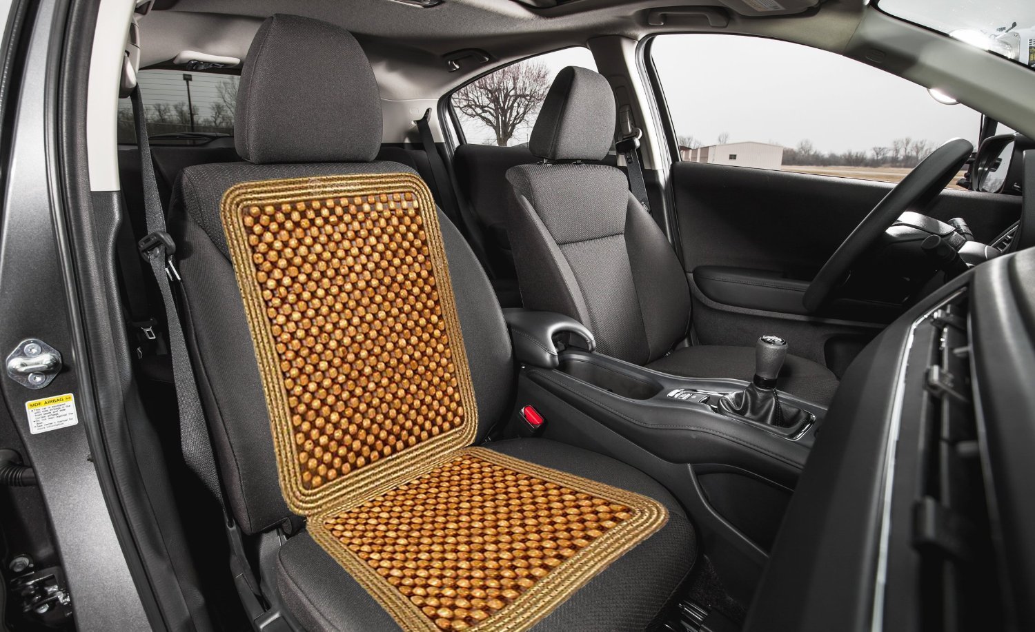 Zonetech Wooden Beaded Car Driver Seat Cushion - Natural Double Strung Massaging Universal Comfortable Car Seat Cover Cushion Wi