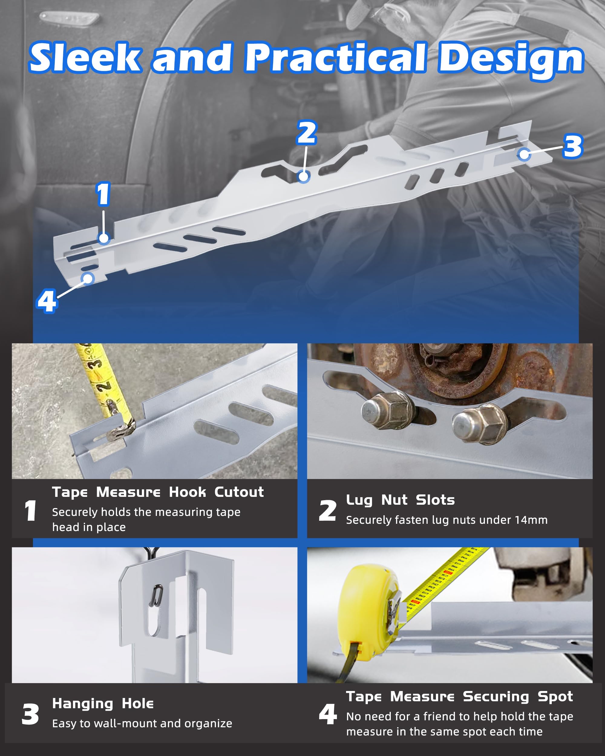 Toe Alignment Tool Plates 2Pcs, Wheel Alignment Tool Includes Two 5M Metal Tape Measure, Car Front End Alignment Tool For Cars,