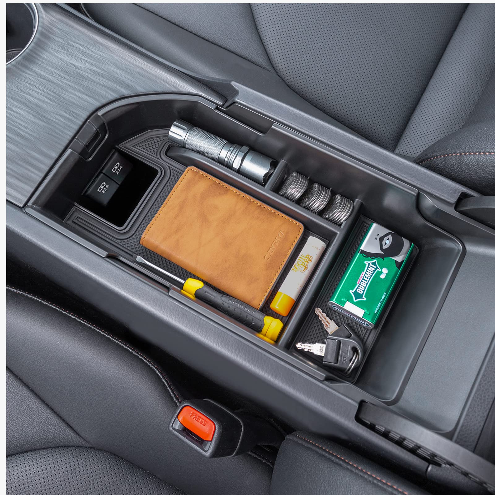 Topinstall Center Console Tray Compatible With 2018-2024 Toyota Camry Xle Xse And 2020-2023 2024 Camry Le Se With Dual Usb Ports, Interior Accessories Armrest Storage Console Organizer Abs Material