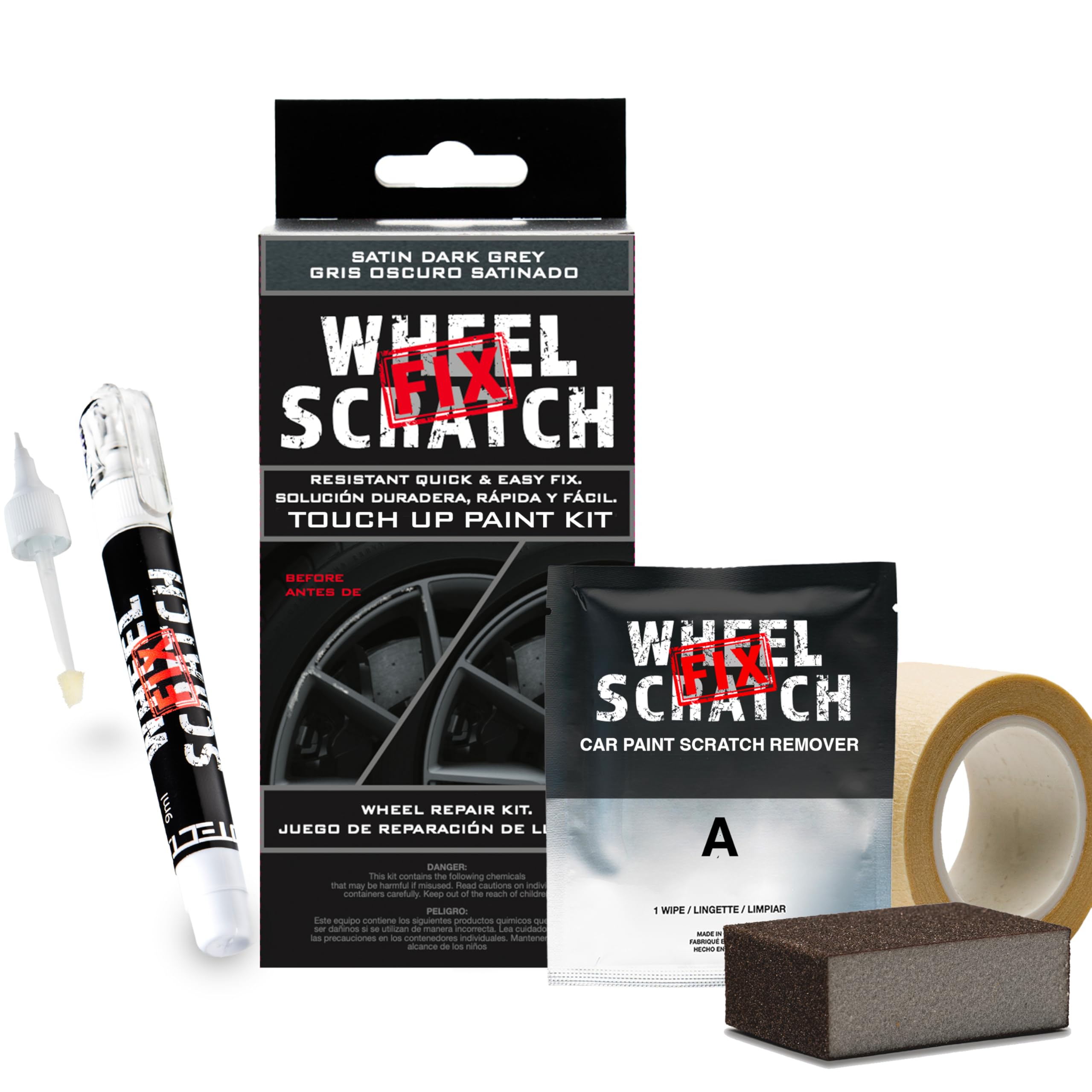 Wheel Scratch Fix Gray Rim Touch Up Paint Kit, Car Wheel Scratch Repair Kit Touch Up Paint Pen, Curb Rash Repair Kit, Universal
