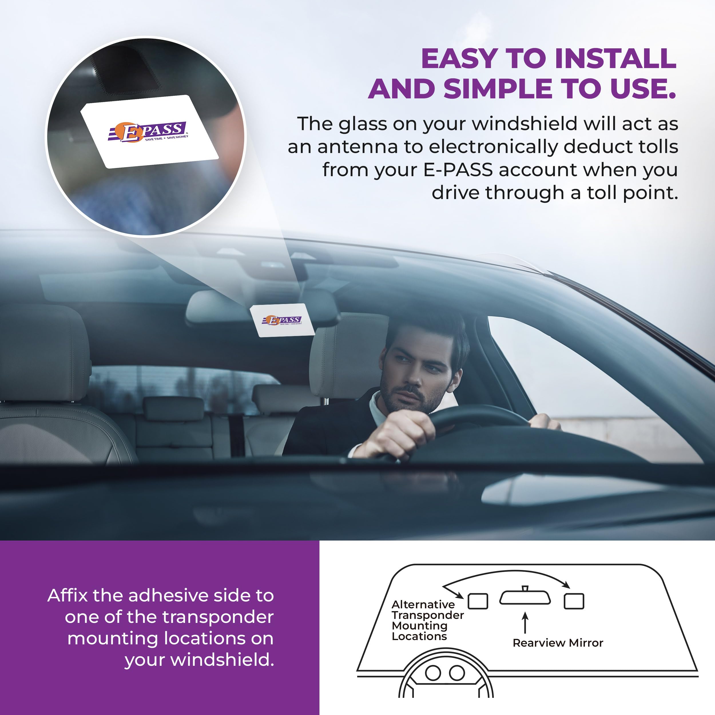 E-PASS Electronic Toll Sticker - Prepaid Toll Program for All Roads in FL, GA, NC - Hassle-Free Travel
