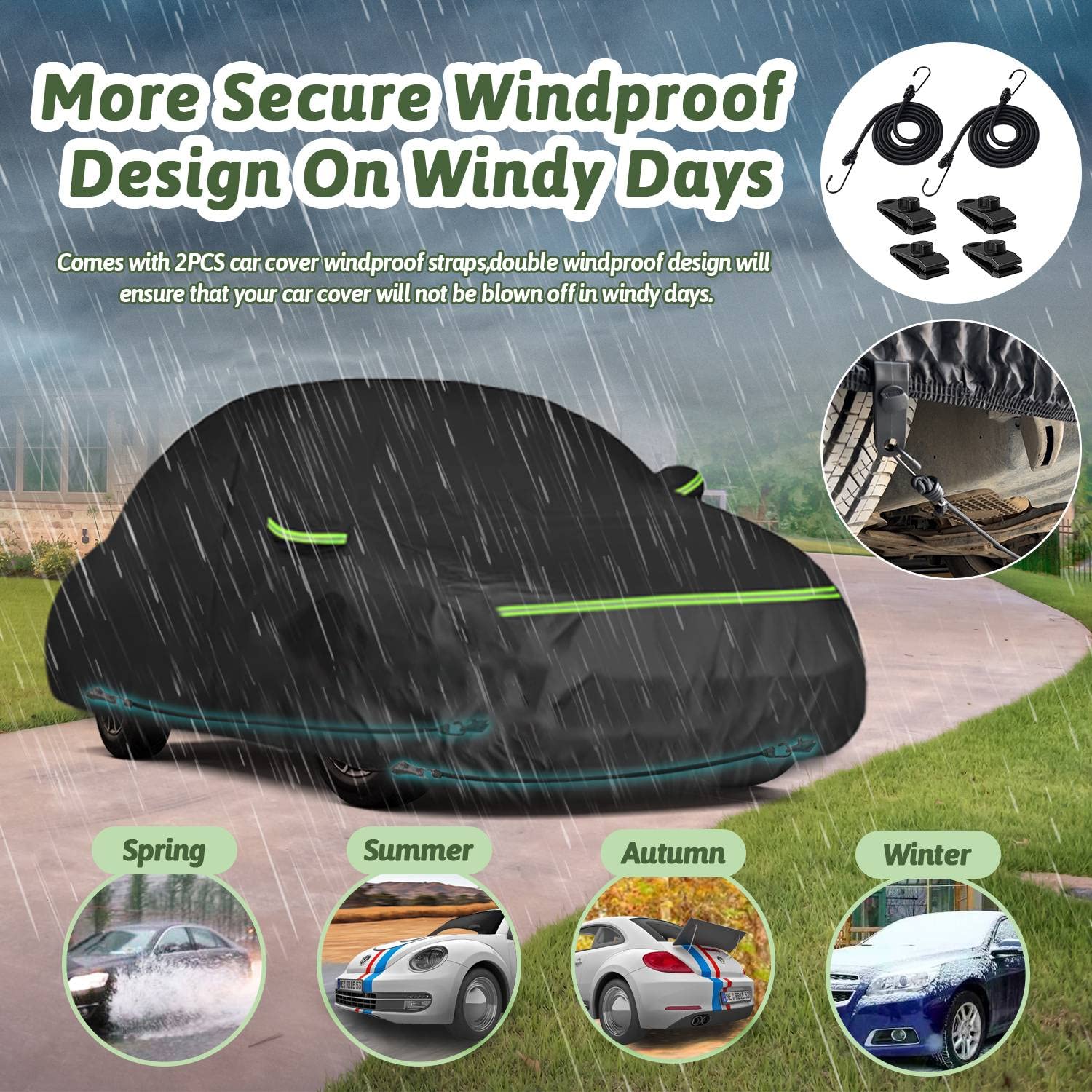 Beterny Car Covers For 1998-2025 Volkswagen New Beetle 2 Door, Waterproof All Weather Beetle Full Car Cover 210T Custom-Fit Outd