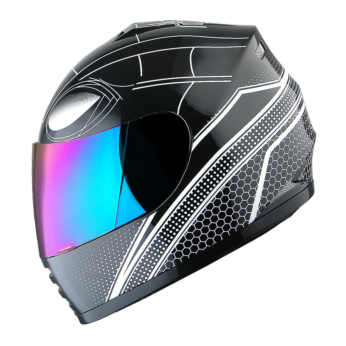 Wow Motorcycle Full Face Helmet Street Dirt Bike Atv Bmx Mx Youth Kids Spider All Black