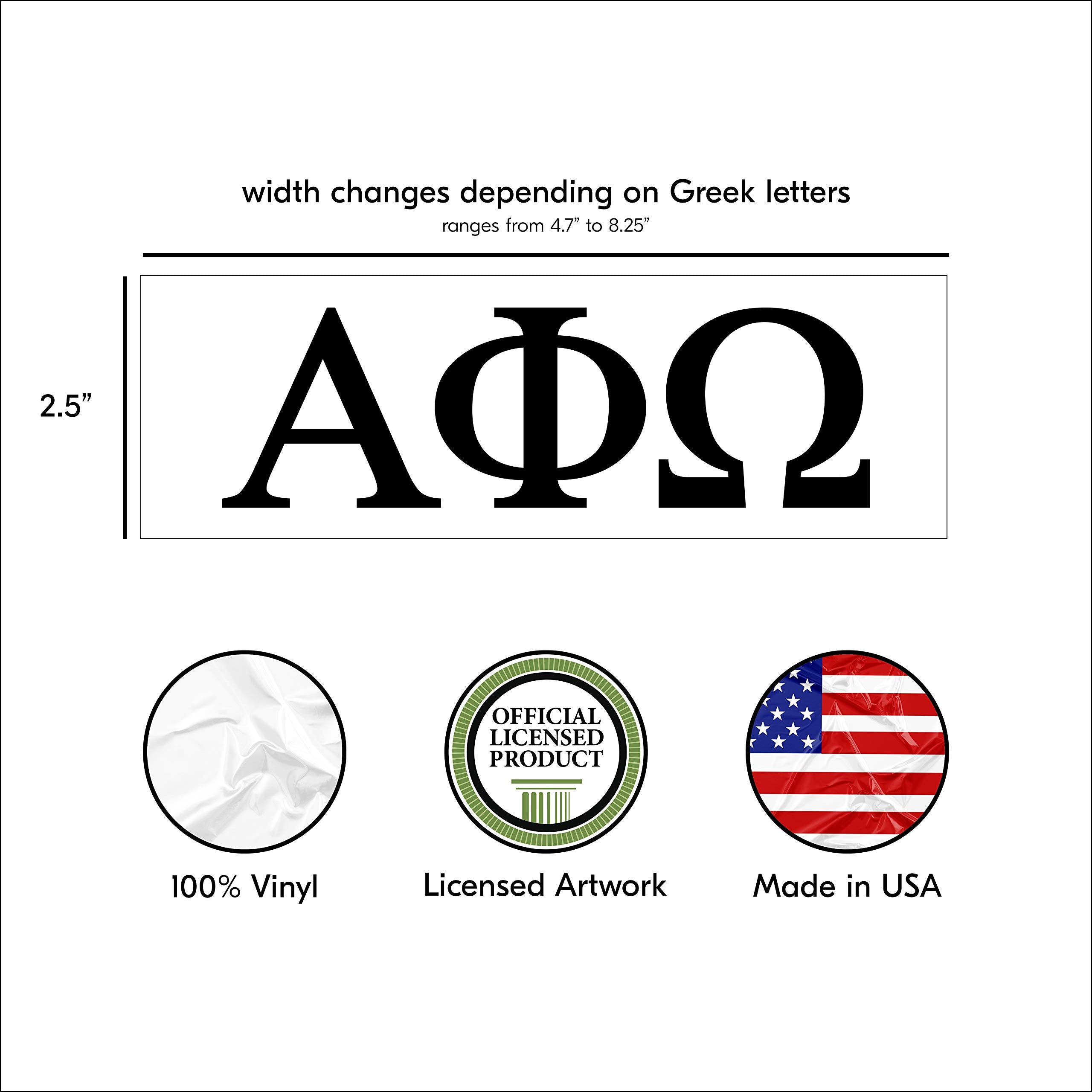 Pro-Graphx Alpha Phi Omega Greek Sorority Sticker Decal, 2.5 Inches Tall, Black
