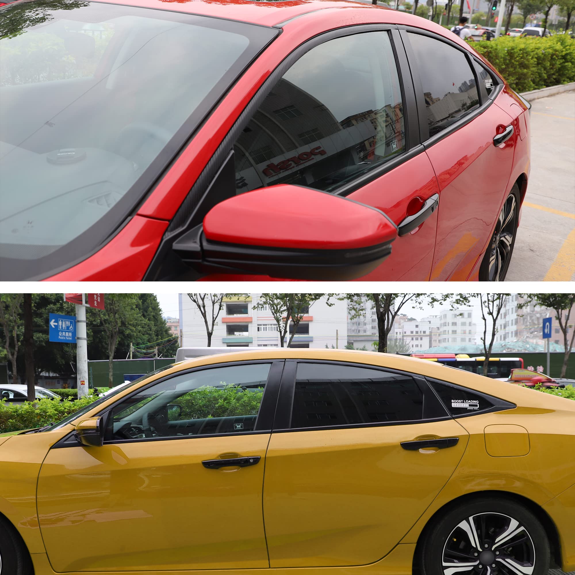 Tomall Car Window Edge Vinyl Stickers Compatible With Honda 10Th Civic 2016 2017 2018 2019 2020 2021 Auto Window Cover Strip Tri