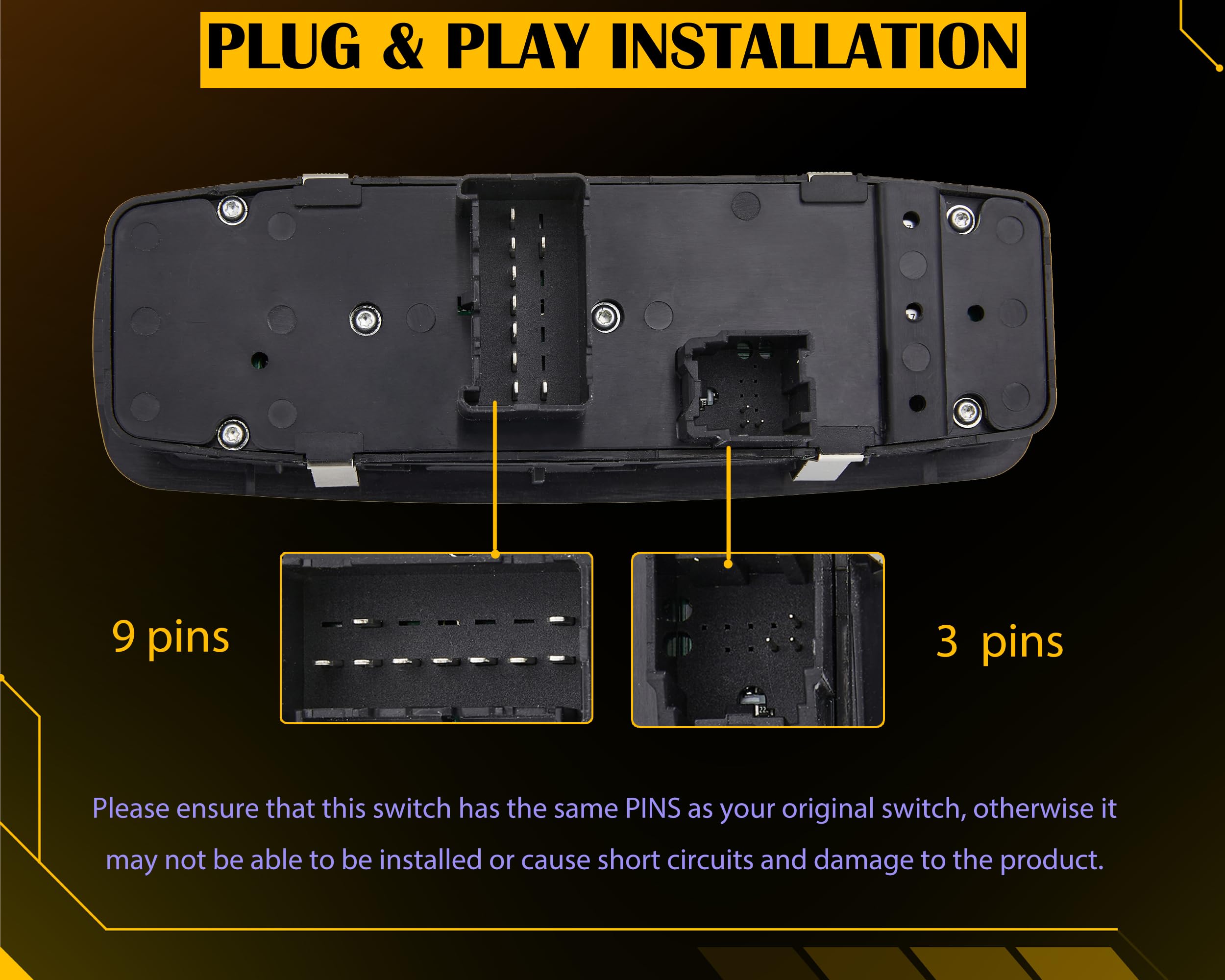 Zapsots Master Power Window Switch For 2012-2015 Chrysler Town & Country,12-15 Dodge Grand Caravan,13-15 Dodge Ram 1500 2500 Fro