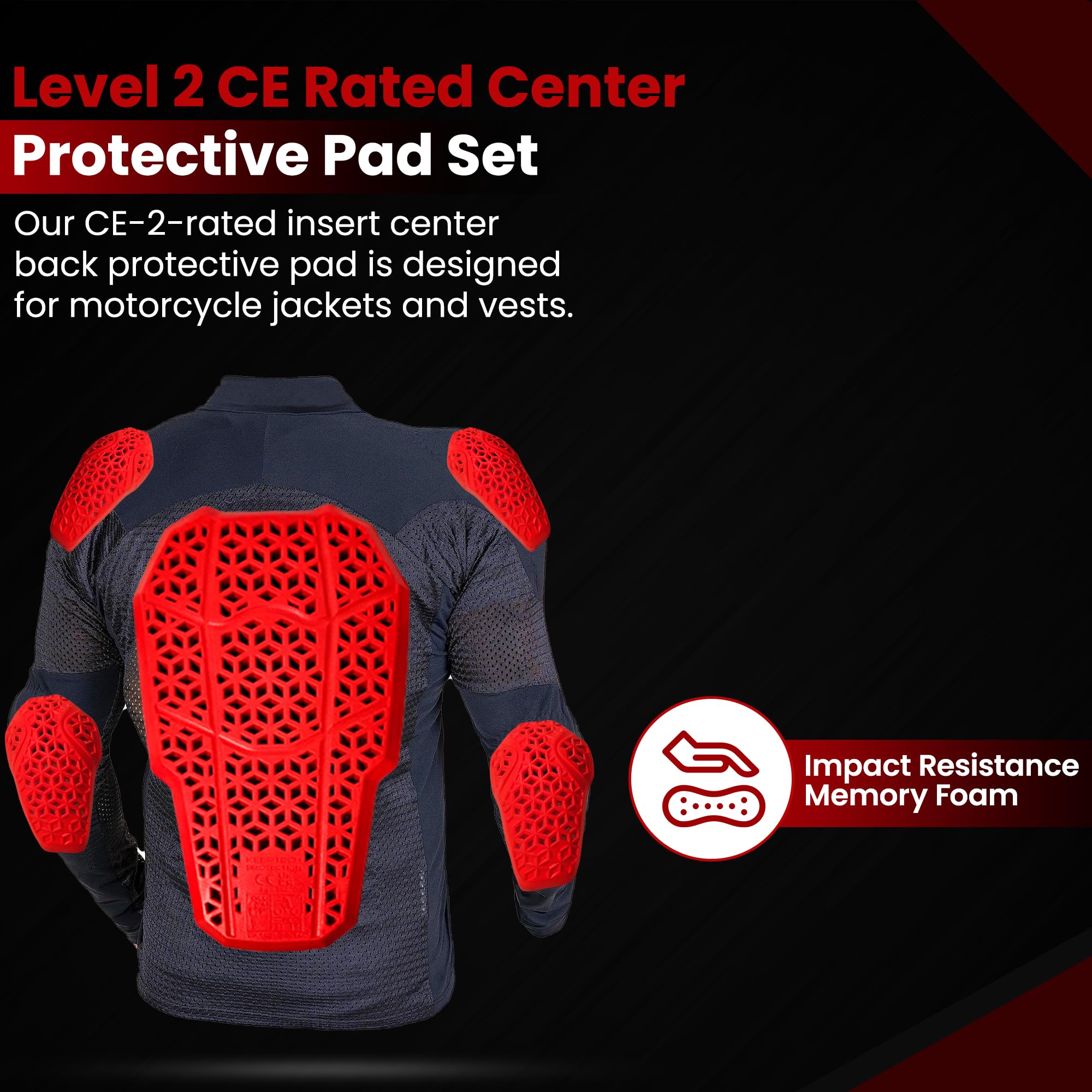 Ce Level 2 Certified Armor Pads, Level 2 Approved Back, Shoulder And Elbows Armor Protector Inserts For Motorcycle Jackets
