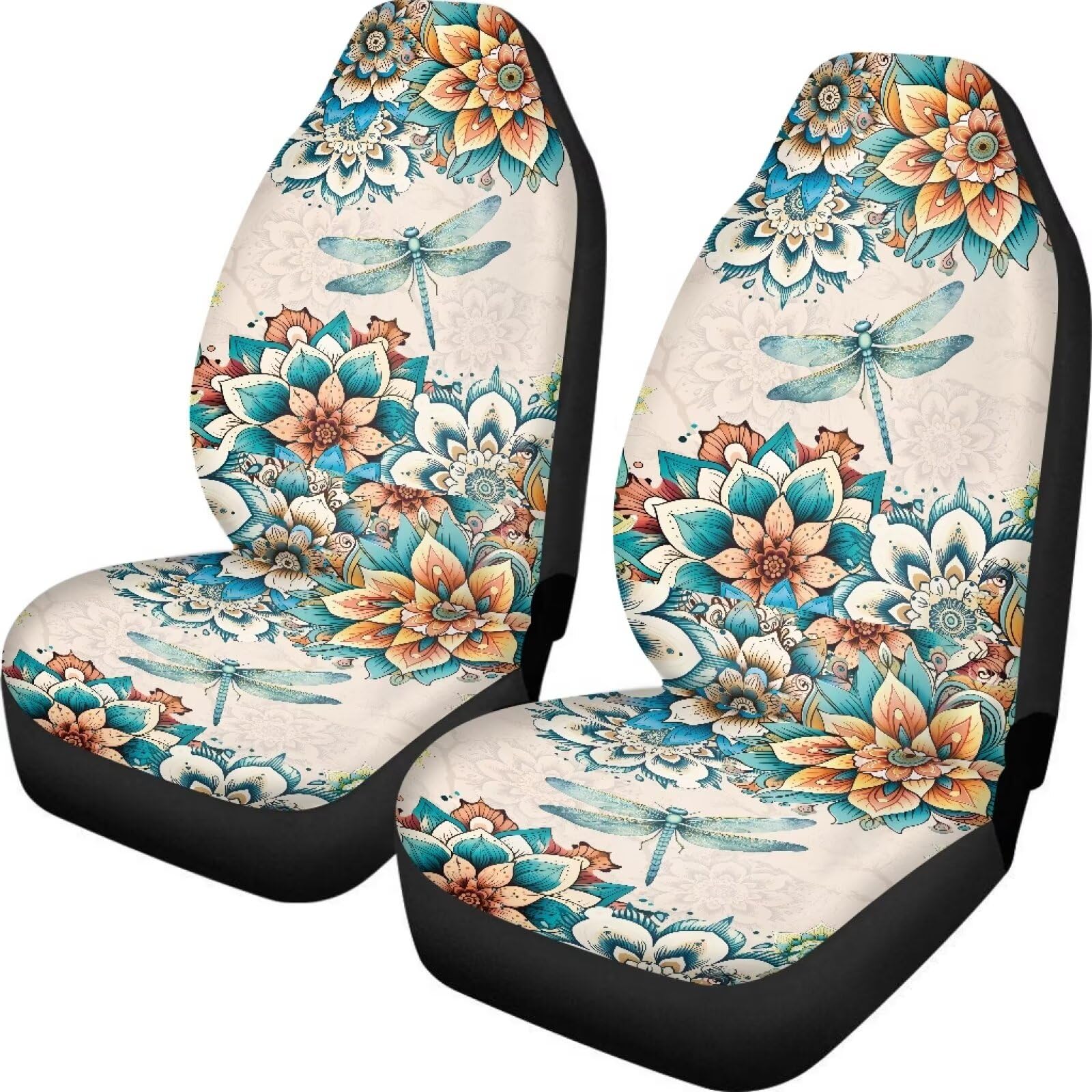 Fuibeng Bohemian Dragonfly Automotive Seat Covers For Cars Truck And Suv,Boho Car Seat Covers For Front Seats,Driver Seats Prote