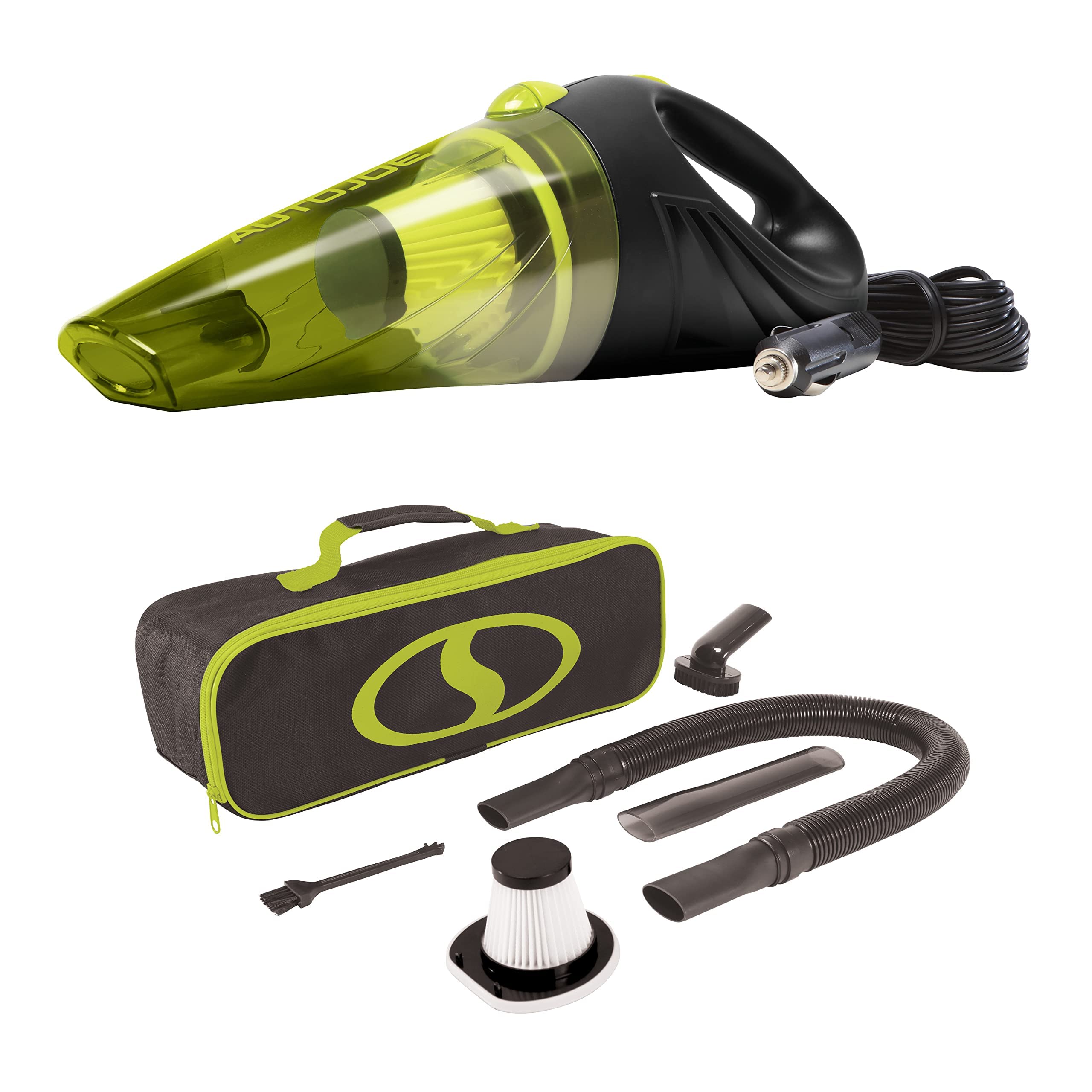 Auto Joe ATJ-V501 12-Volt Portable Car Vacuum Cleaner w/16-Foot Cable, Interior Auto Detailing Accessory Kit, HEPA Filter x2 and