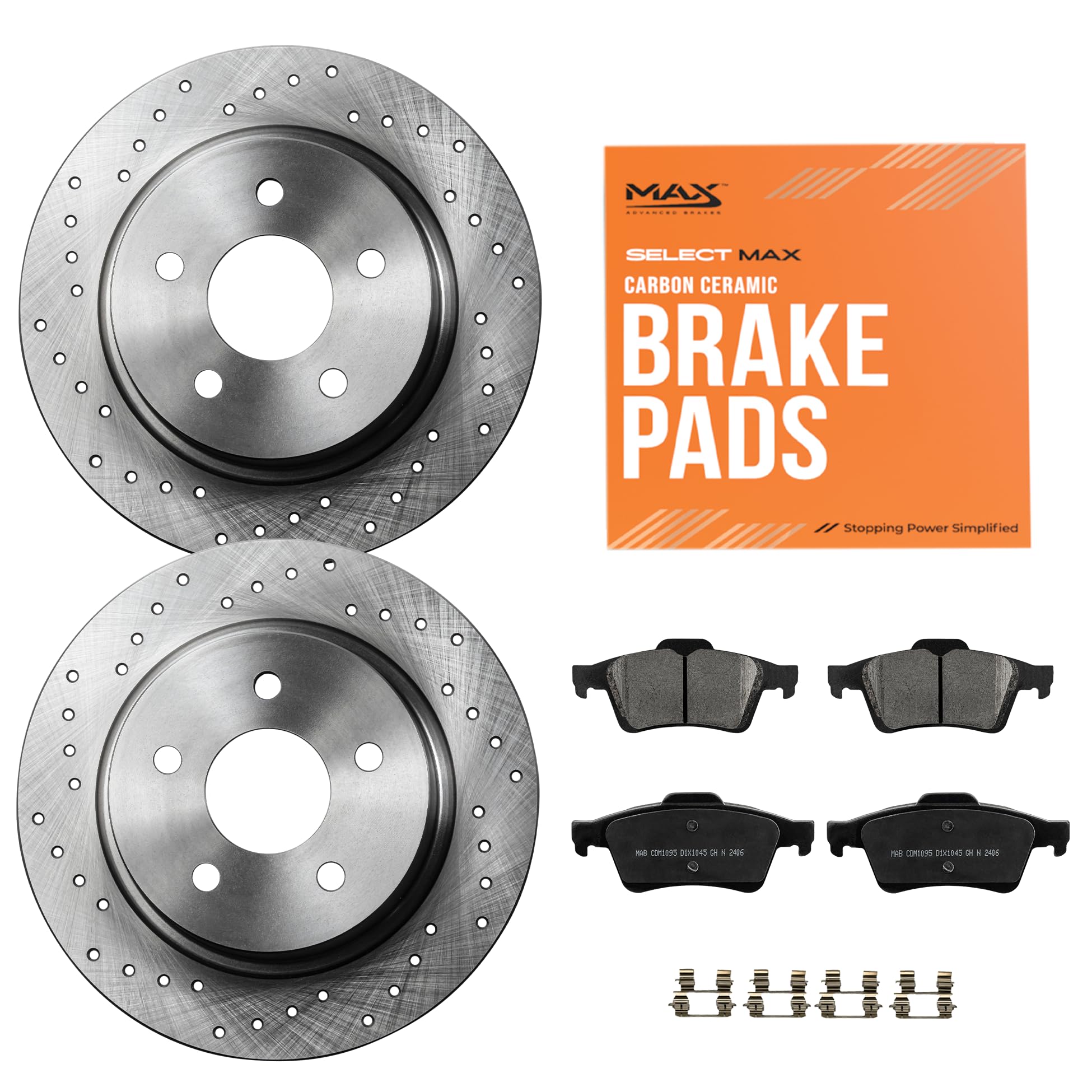Max Advanced Brakes Rear Brake Kit Compatible With 2013 2014 2015 2016 2017 2018 Ford Escape Transit Connect C-Max Replacement C