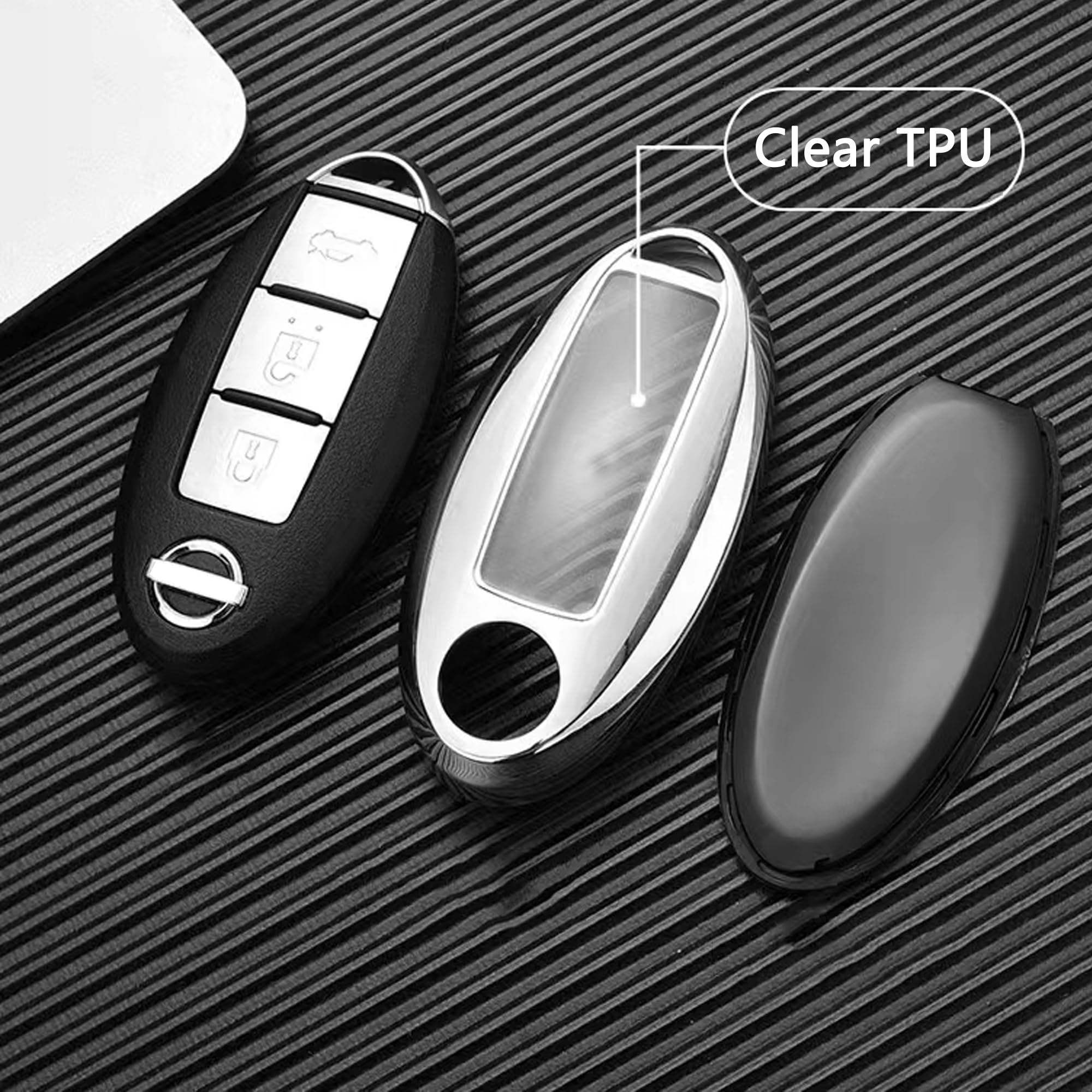 Loryvan For Nissan Key Fob Cover Soft Tpu 360 Degree Protection Key Case With Leather Keychain For Nissan Altima Maxima Murano R