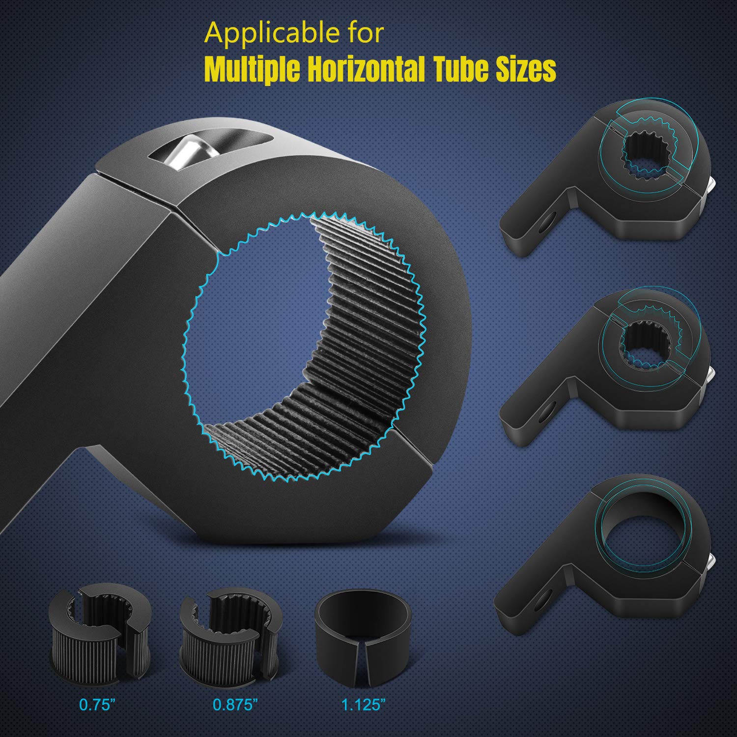 Nilight - 90028D 4Pcs Led Light Bar Horizontal Bar Clamp Mounting Kit Fit On 0.75'' 1'' 1.25'' Bull Bars Roof Racks Roll Cages F