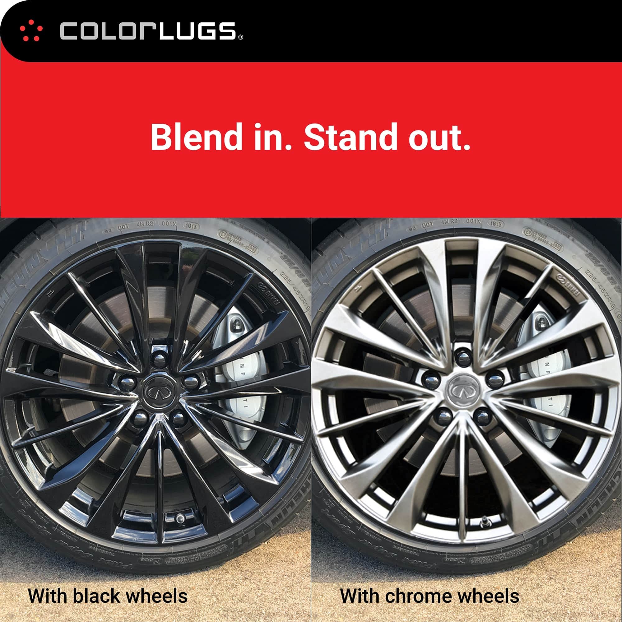 AUTOMOTIVATED ColorLugs Vinyl Lug Nut Cover - Black, Flexible Fit, 21-23 mm, Pack of 20 with Deluxe Extractor, Made in the USA