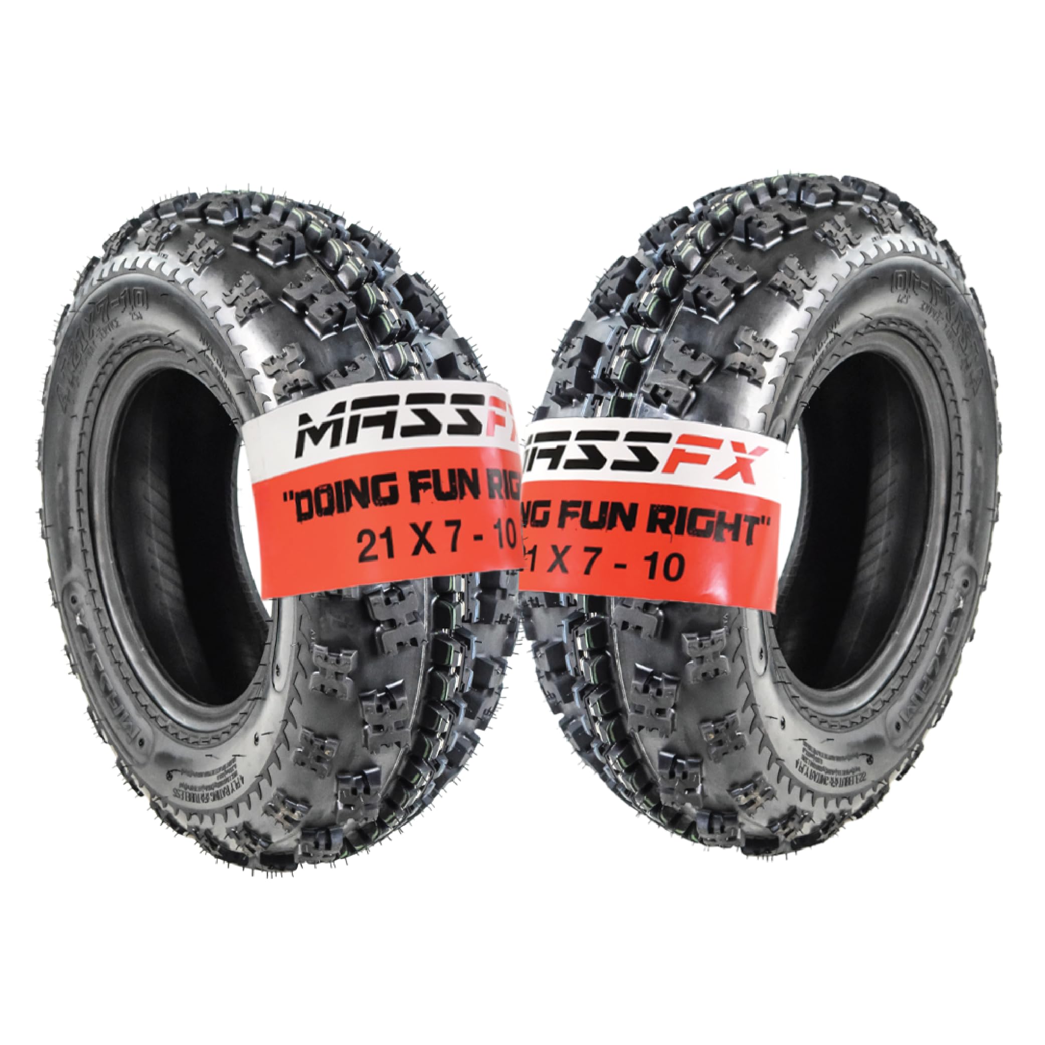 MASSFX 21x7-10 Front Tires (2) for Sport Quad: All-Terrain (ATV), Utility-Task (UTV), and Side-by-Side (SxS) Vehicles - 4-Ply wi