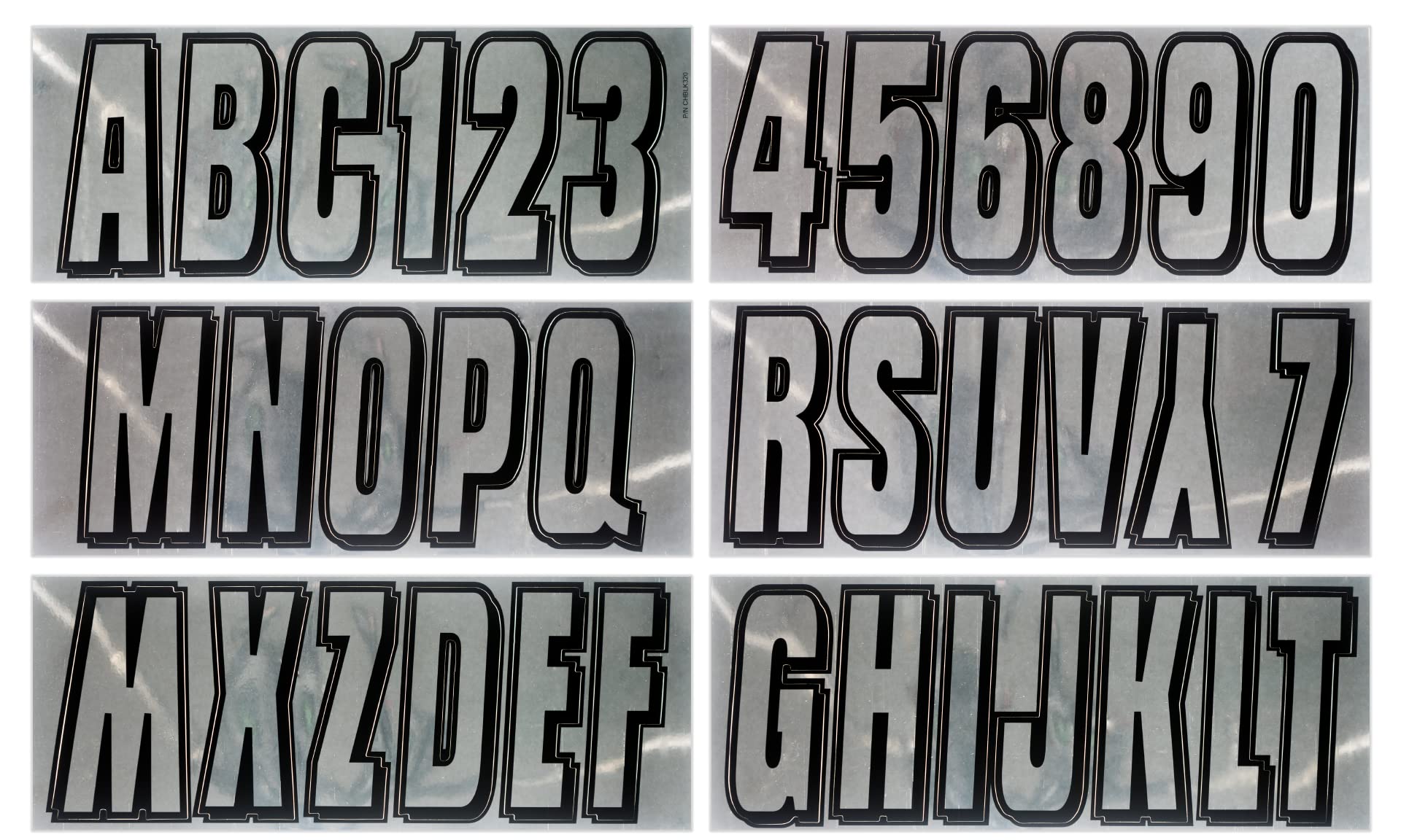 Hardline Products Series 320 Factory Matched 3-Inch Boat & Pwc Registration Number Kit, Chrome/Black - Chblk320