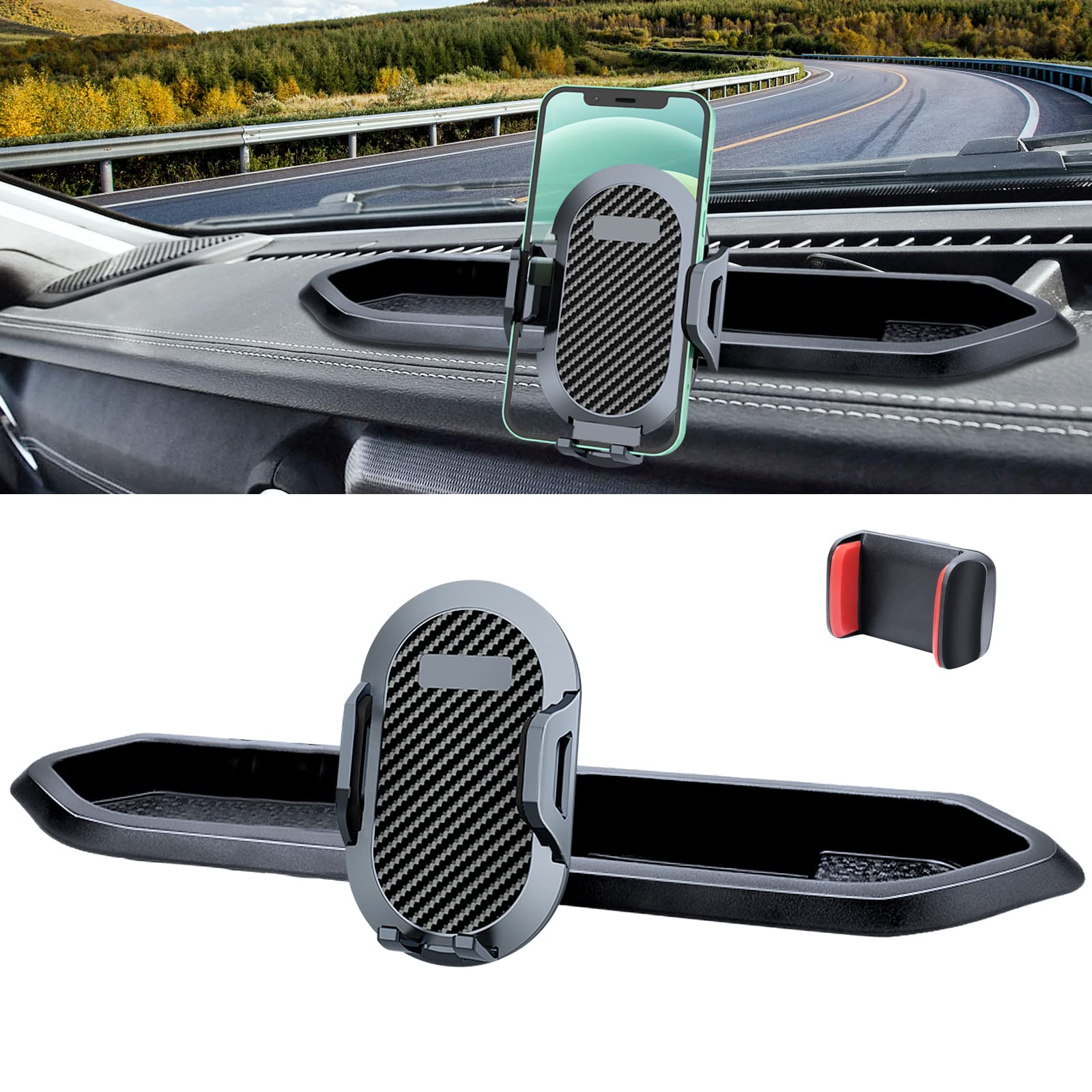 Diamooky Phone Mount For 2018-2021 2022 2023 Jeep Wrangler Jl Jlu And 2020-2023 Jeep Gladiator Jt Multi-Mount Phone Holder Dash System Kit W/Storage Tray Accessories, Not For Wrangler 4Xe