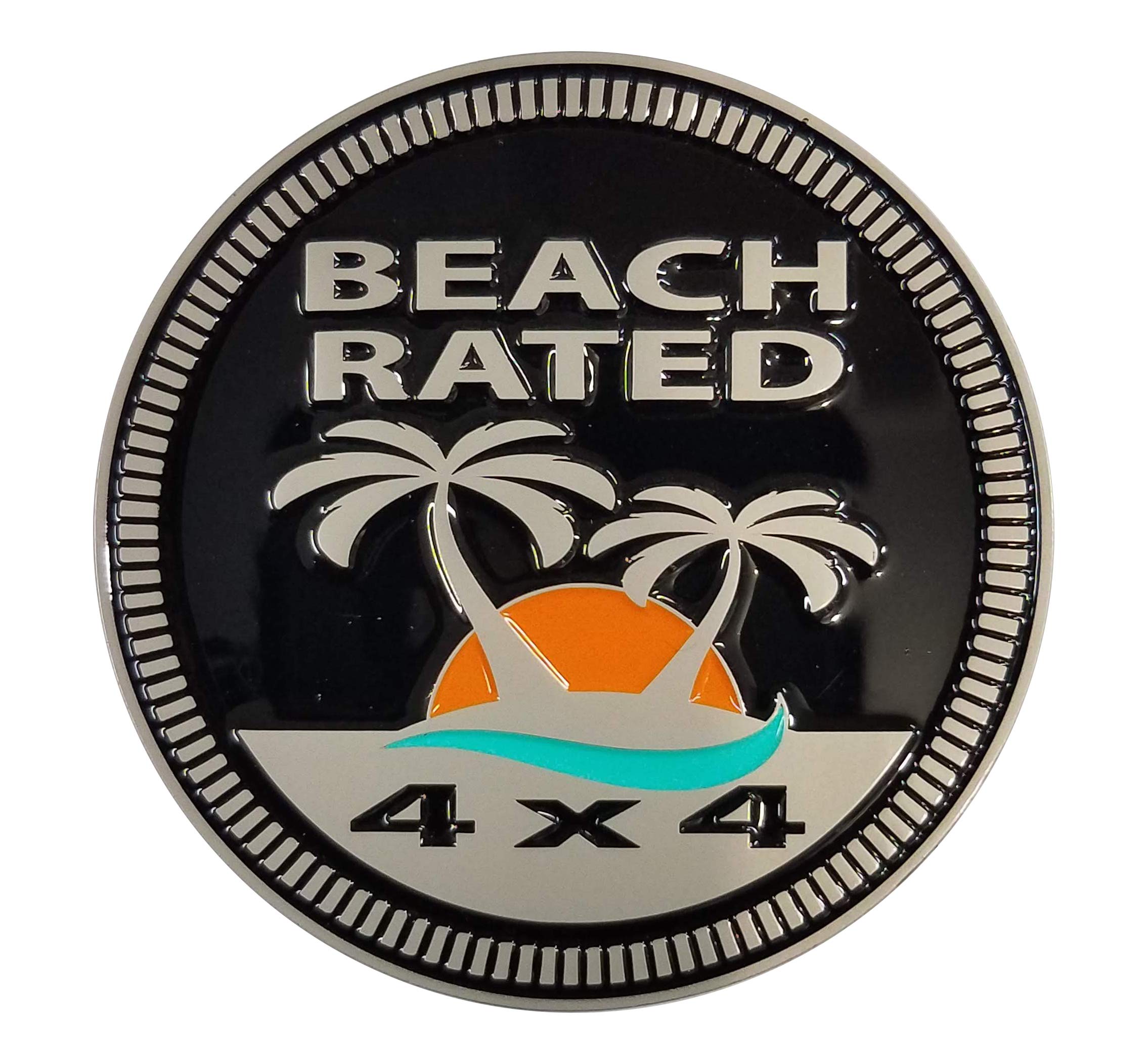 Badge Glow Beach Rated 4X4 Metal Automotive Badge Specifically Designed For The Jeep Wrangler Cherokee ~ Stick It Anywhere!