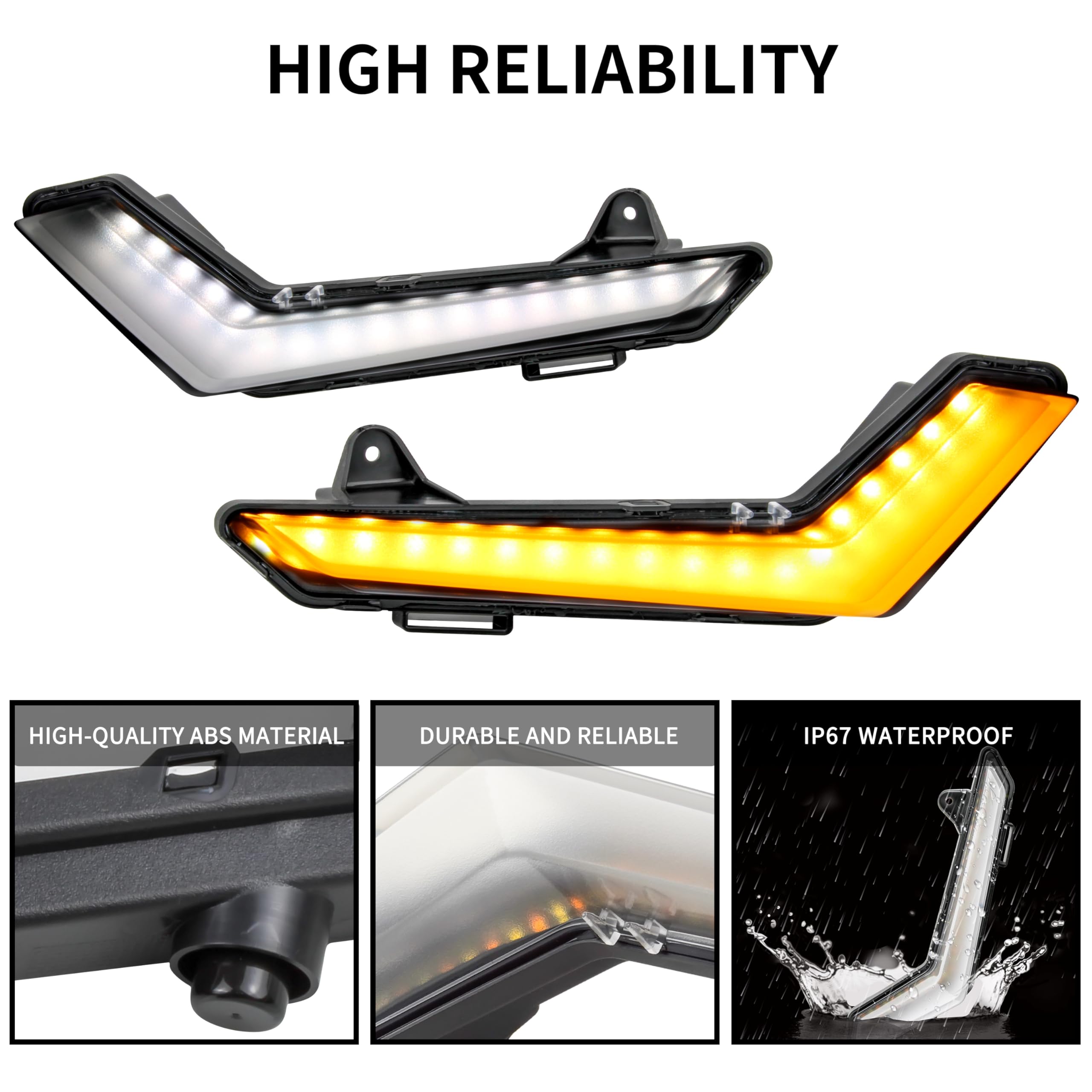 SAUTVS LED Turn Signal Fang Lights DRL Daytime Running Lights with White Yellow Light for Can Am Defender & Defender Max 2020+ /